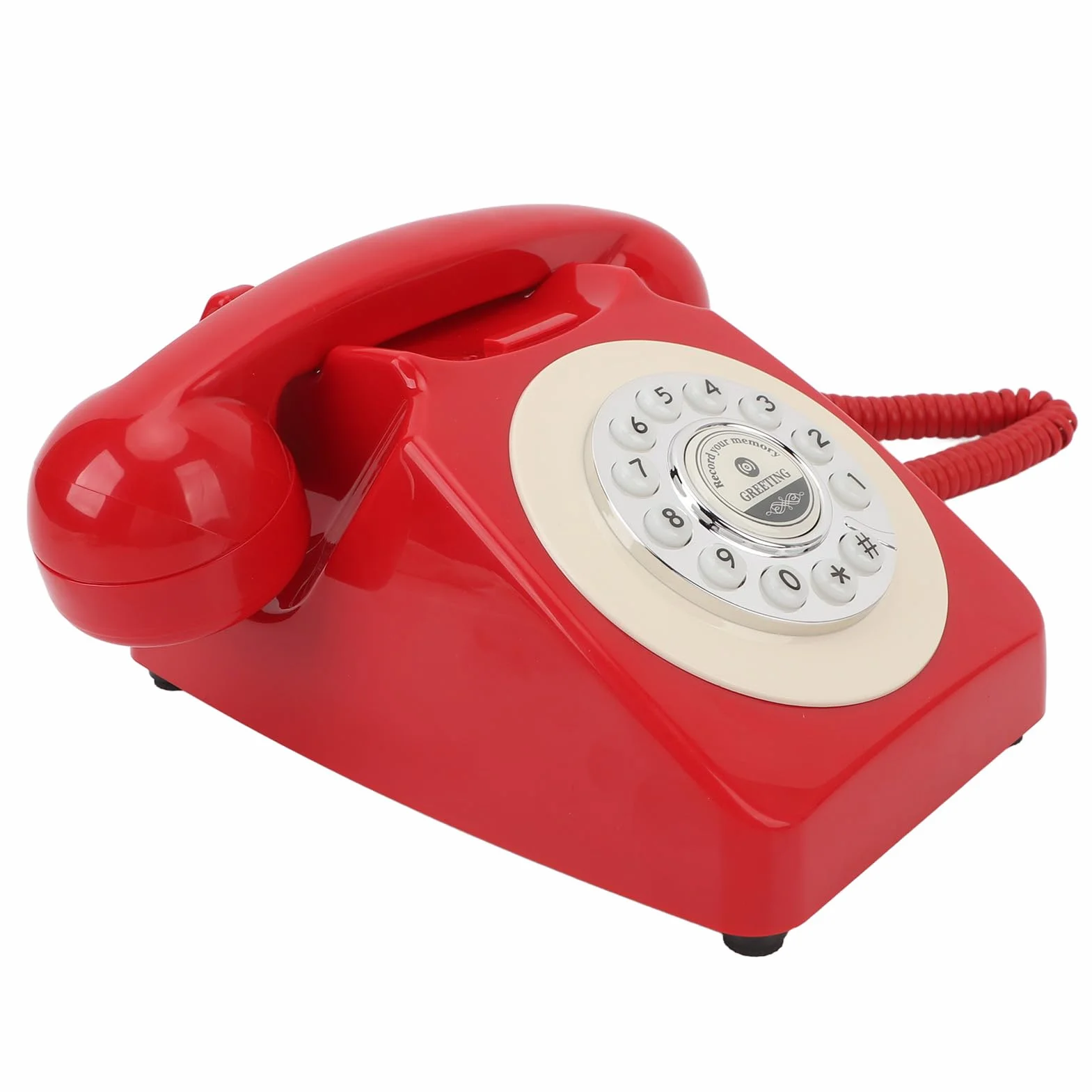 Audio Księga Gości Telefon Vintage Czysty Dźwięk 120h Nagrywania Karta Pamięci 8GB Mikrofon Premium (czerwony)