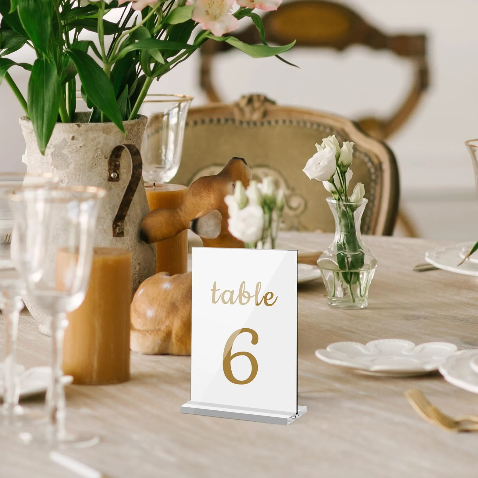 Yoosso Stojak A6, 4 sztuki, tabliczki z cenami, numery stołów, wesele, uchwyty na karty obiadowe, akrylowe, dobra stabilność, do reklamy, karty menu, na wesele, do kawiarni, restauracji (15 x 10 cm)