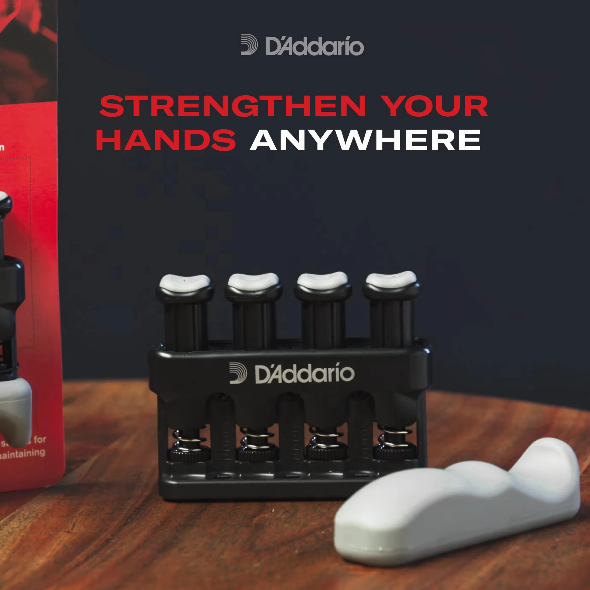 D'Addario Varigrip wzmacniacz palców z Fiddilink przyrząd do ćwiczenia palców i gitarzysta z symulowanymi strunami