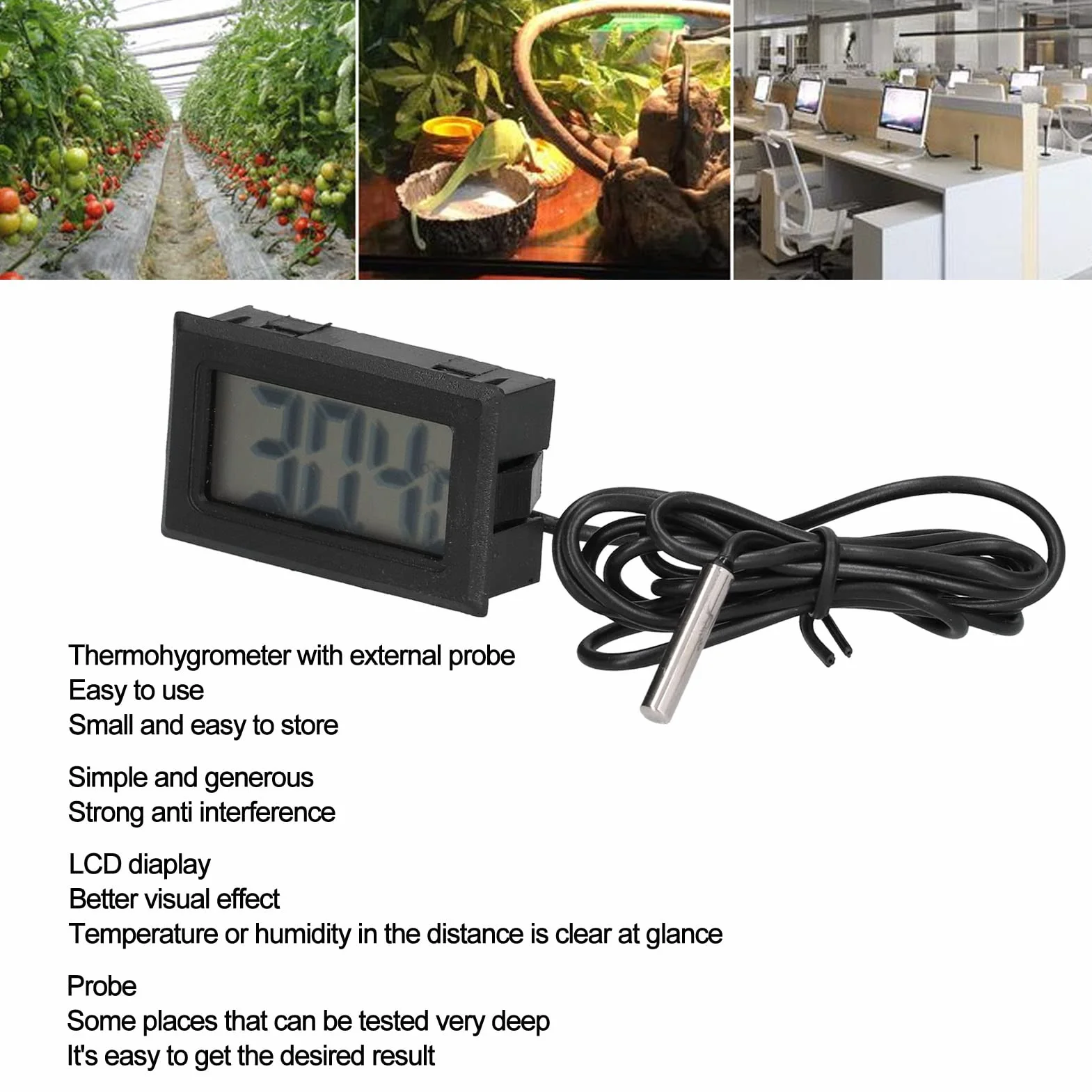 TS-806 Cyfrowy Elektroniczny Miernik Temperatury, Termometr Termoparowy z Wyświetlaczem LED z Zewnętrzną Sondą do Klimatyzatorów, Wykrywanie Temperatury w Lodówce