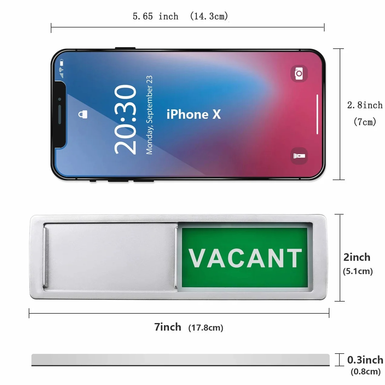 Vacant Occupied Privacy Sign, Vacant Occupied Door Sign for Home Office Restroom Conference Hotels Hospital, Slider Door Indicator Tells Whether Room Vacant or Occupied, 7'' x 2'' - Silver