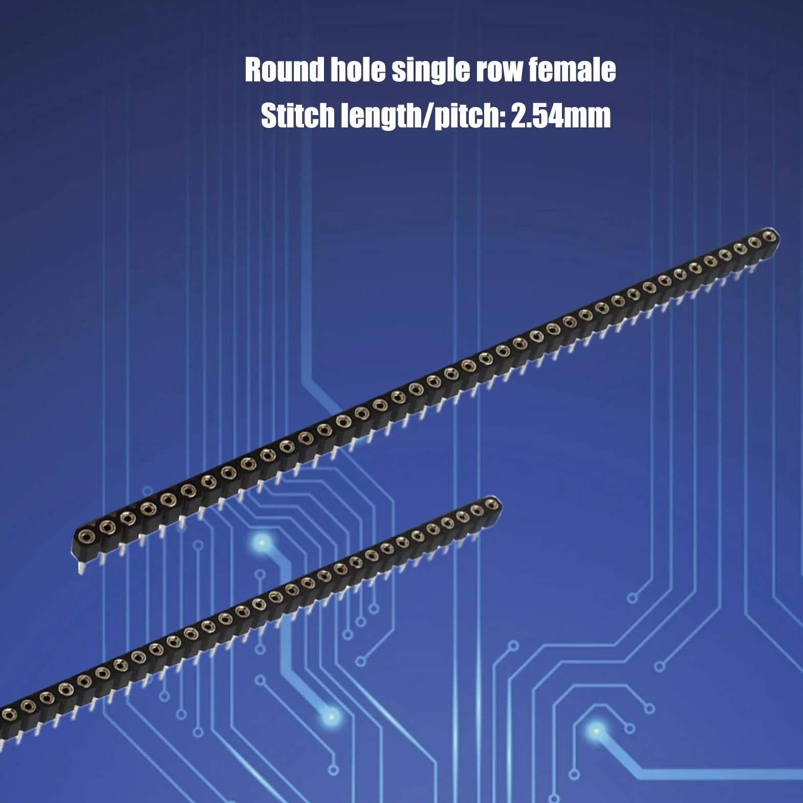 BuyWeek Listwa zasilająca cyna, 5 sztuk 1x40P 2,54 mm okrągły otwór jednorzędowa listwa zasilająca 40Pin PCB IC Crystal Socket Connector