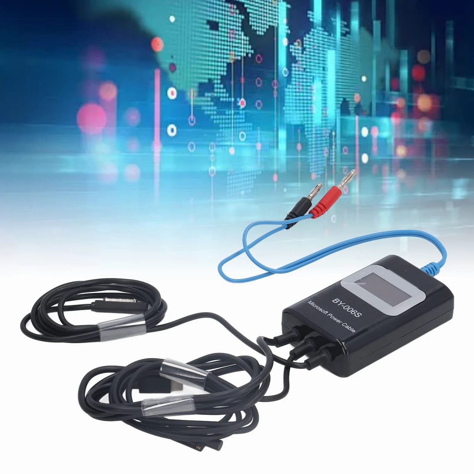 Cocoarm Kabel Rozruchowy z Tworzywa ABS PU, Czerwona miedź Kabel Sterujący Rozruchem z Wyświetlaczem LED Wyjście 2 do 3 urządzeń Wykrywanie Usterek Płyty Głównej w Celu Naprawy Tabletów