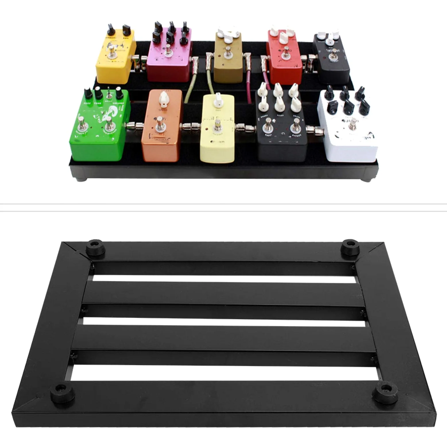 Metalowy przenośny pedalboard, pedał efektów gitarowych, pedał gitarowy, przenośny pedał, czarny na pedały efektów gitarowych