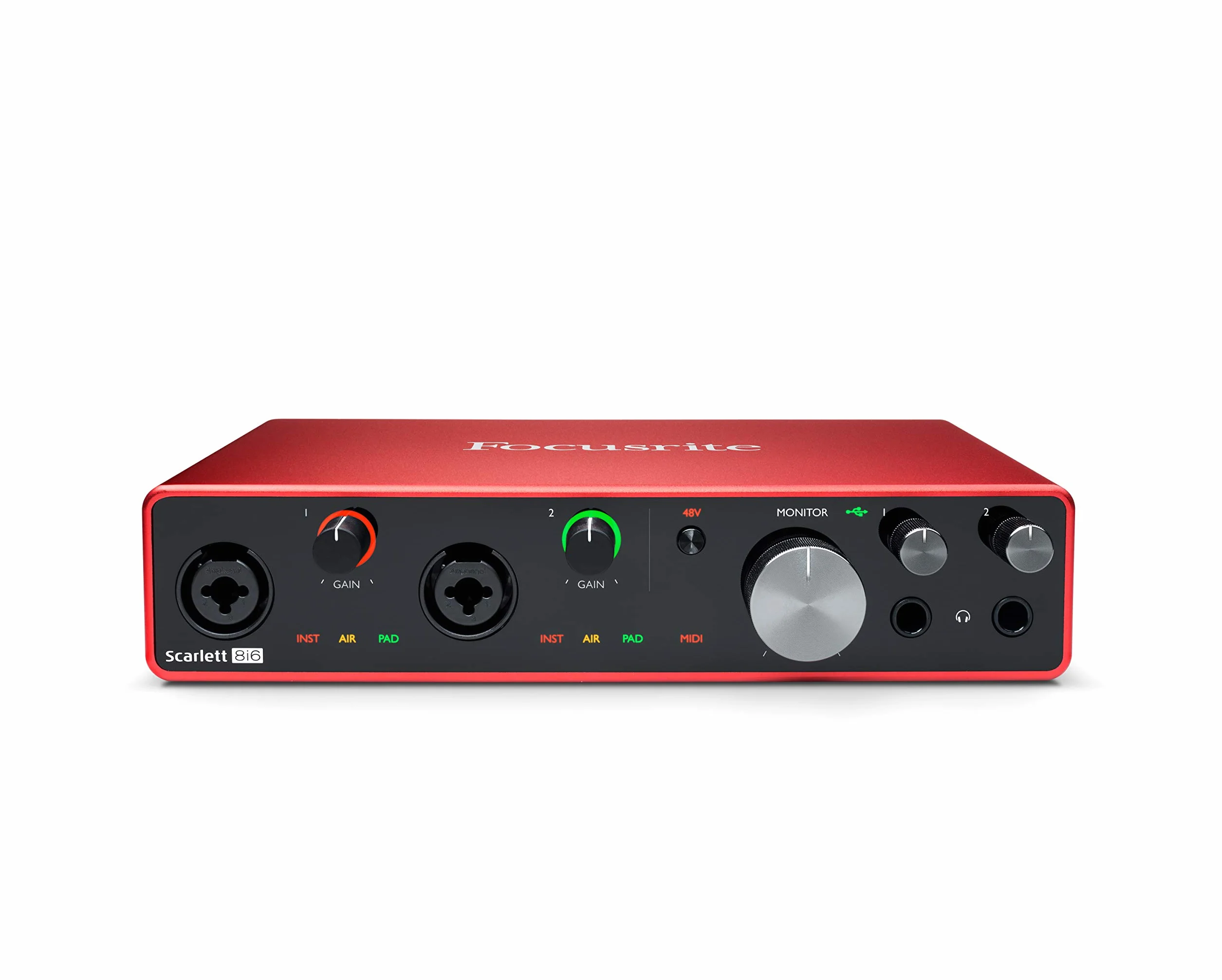 Focusrite Scarlett 8i6 3. generacji Interfejs audio USB do nagrywania, tworzenia piosenek i streamingu, wysoka wierność dźwięku, studyjna jakość nagrań i przejrzyste odtwarzanie