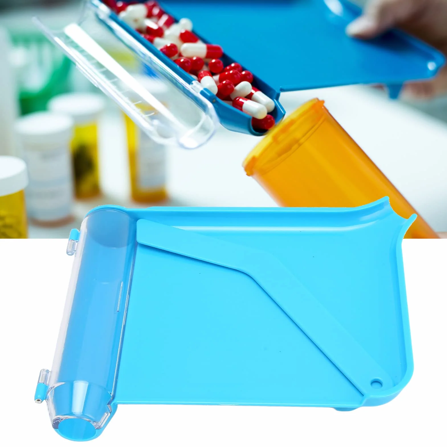 Greensen Plastikowa Blat Apteki ze szpatułką do Sortowania Tabletek Obowiązujących do Użytku Domowego Szpitala w Aptece