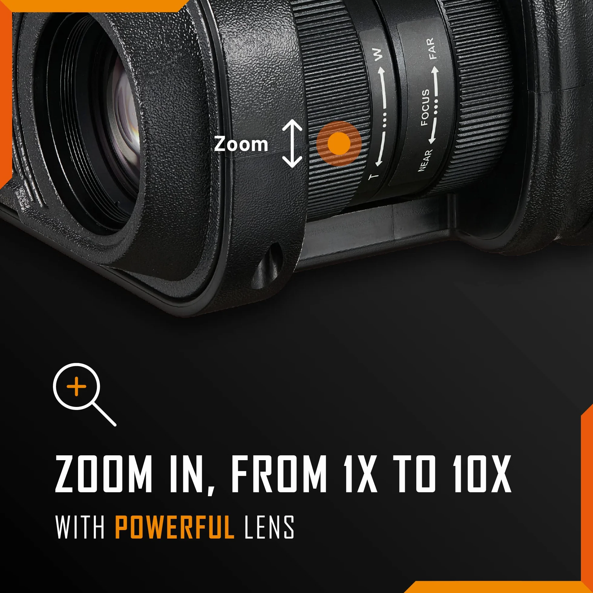 Gogle noktowizyjne Nightfox Whisker | Regulowany zoom optyczny 1-10x | Duży zasięg 900 stóp | Nagrywanie filmów, ładowanie przez USB | Pamięć 32 GB | Cyfrowe lornetki noktowizyjne myśliwskie z kamerą