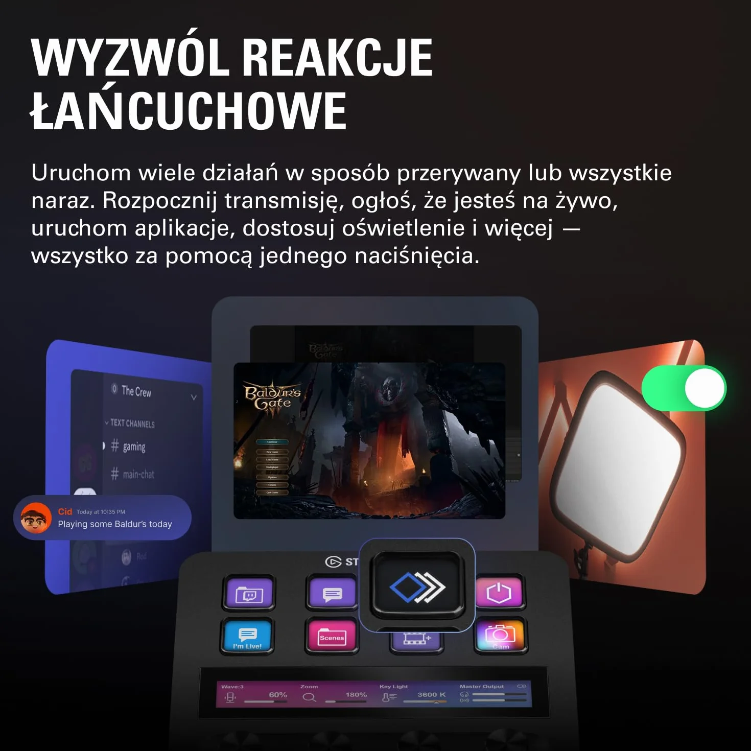 Elgato Stream Deck +, mikser audio, kontroler do produkcji na żywo i studyjny do tworzenia zawartości, transmisji i gier, pasek dotykowy, pokrętła i klawisze LCD z możliwością dostosowania, Mac i PC