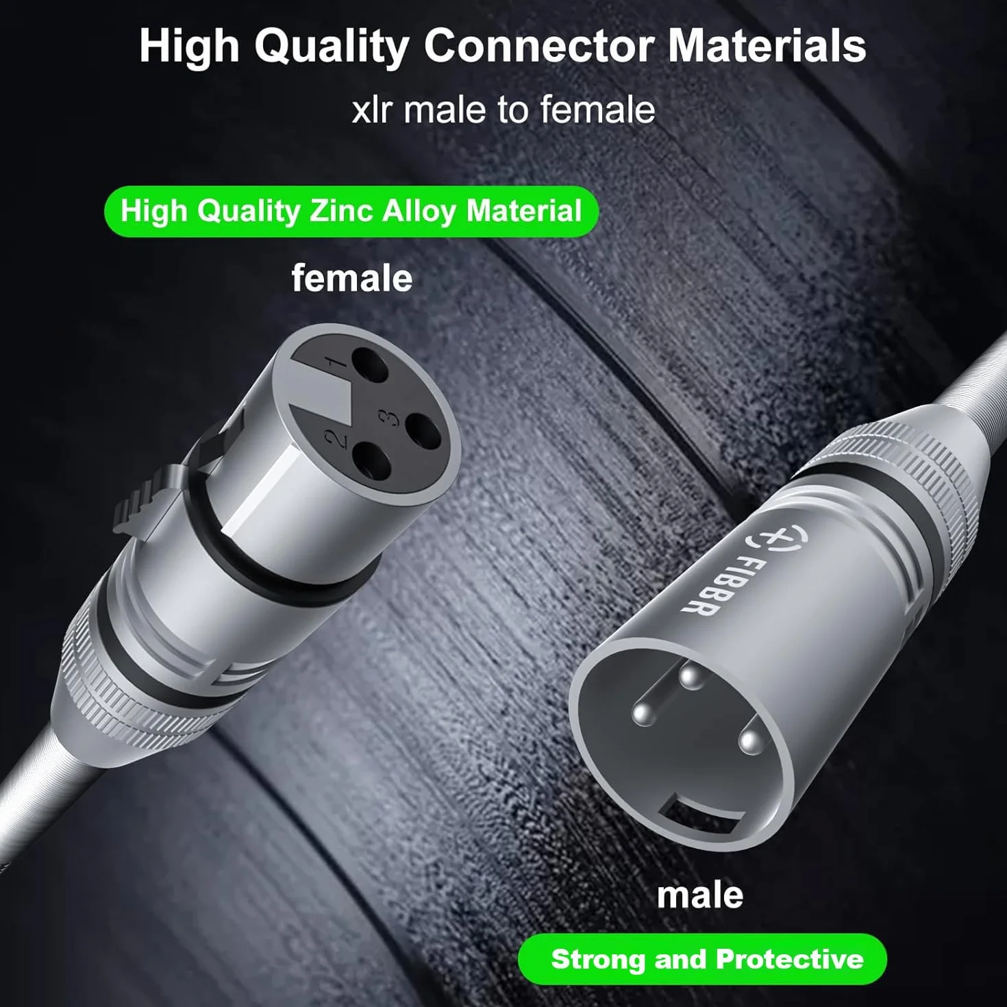 FIBBR XLR Kabel 2M, Kabel Mikrofonowy, Nylonowy, Pleciony XLR Męski na żeński, Wytrzymały, Zrównoważony Przewód Mikrofonowy, Kompatybilny z Przedwzmacniaczami/Systemami Głośnikowymi i Innymi