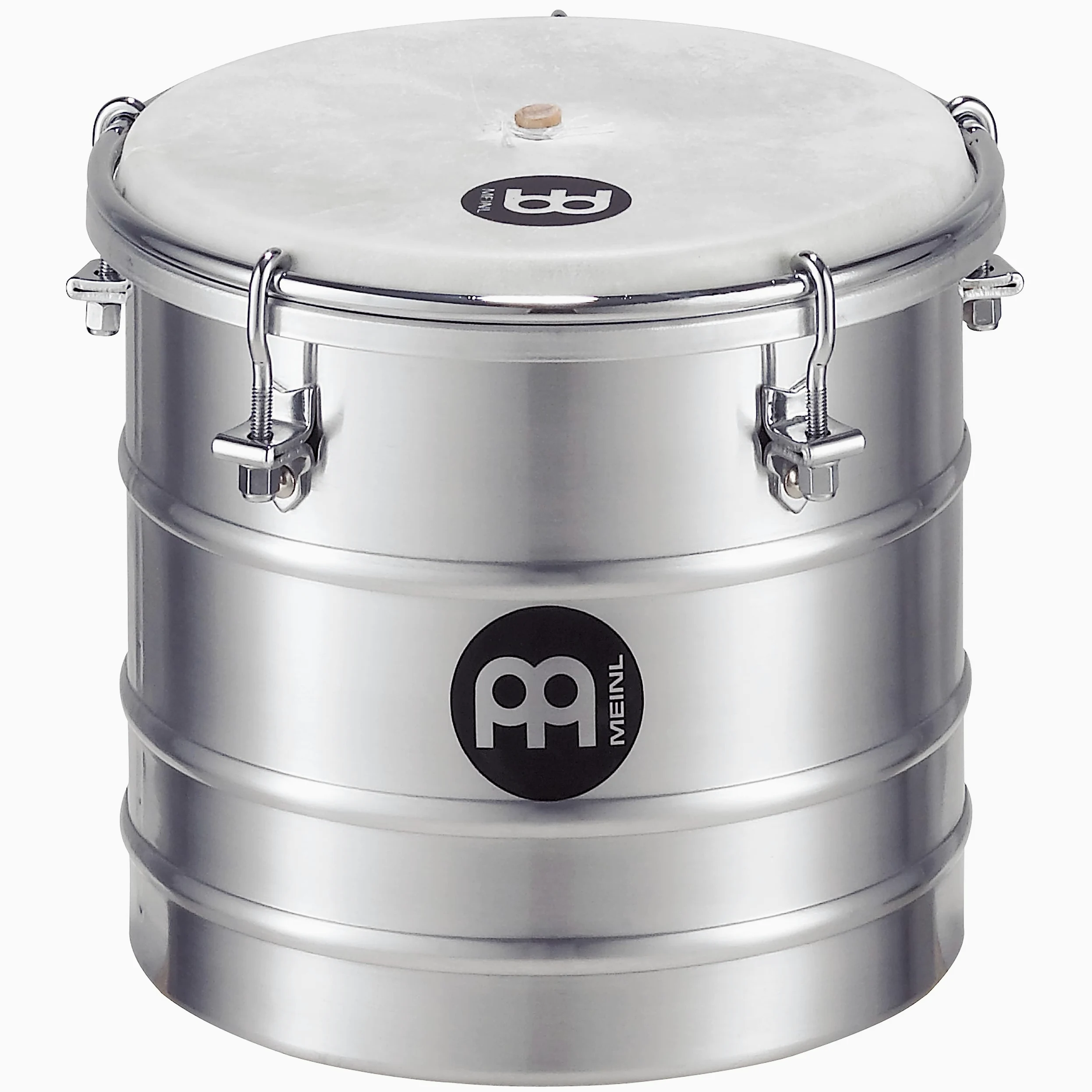 Meinl Percussion Seria aluminiowa Cuica - bardzo mały bęben ręczny z kozą skórą, wysokość 15 cm, aluminium, srebrny (QW6)