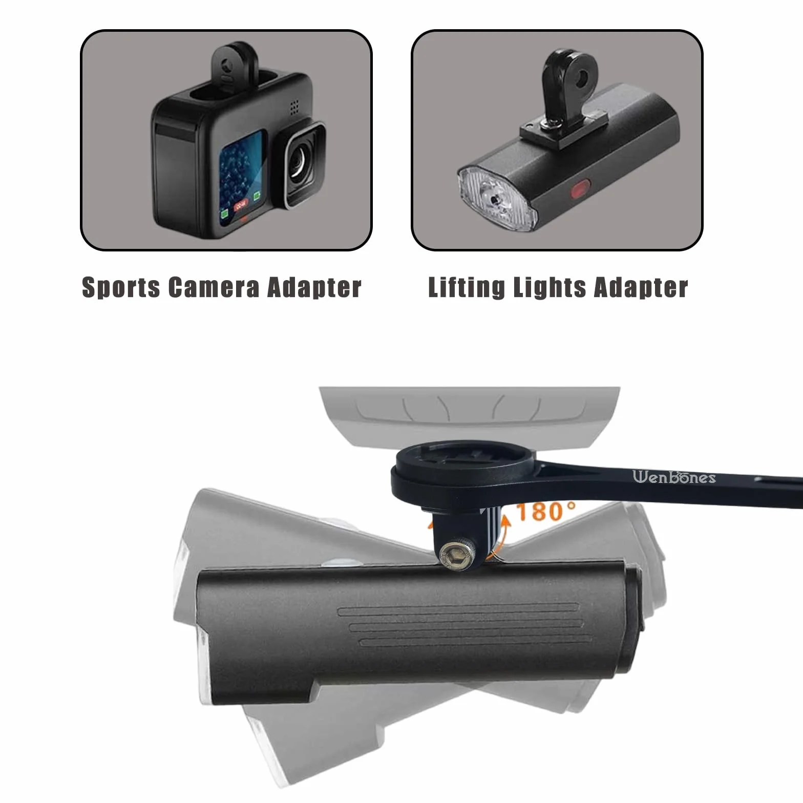Zintegrowany uchwyt rowerowy, uchwyt na komputer ze stopu aluminium, uchwyt na komputer rowerowy do roweru Garmin Edge, Wahoo, Cateye, Bryton (grube aluminium, czarny)