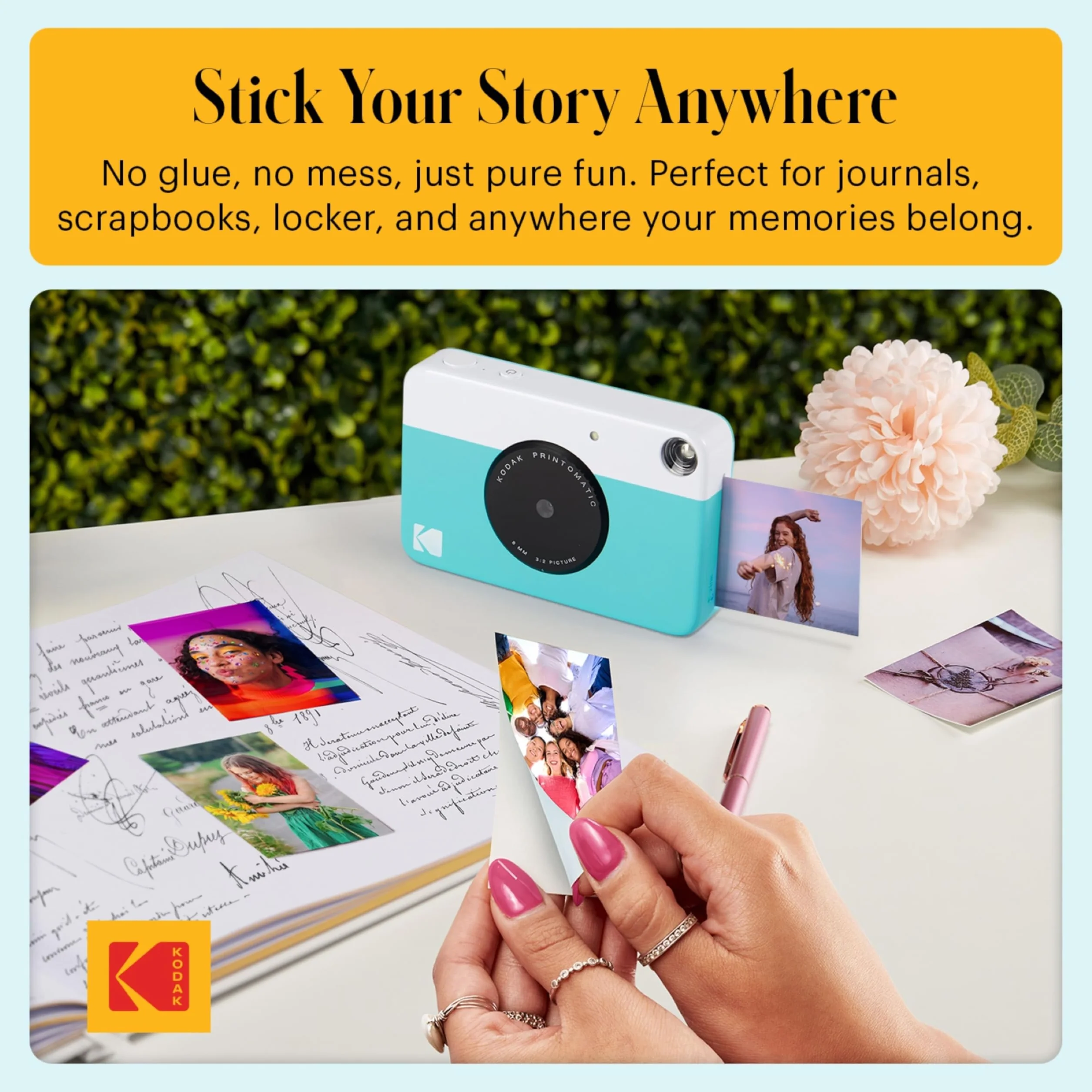 KODAK Printomatic Pełnokolorowy zestaw startowy aparatu do natychmiastowego drukowania + miękkie etui + cynk 20 sztuk papieru fotograficznego, kolorowe zdjęcia na papierze samoprzylepnym 5 x 7,6 cm,
