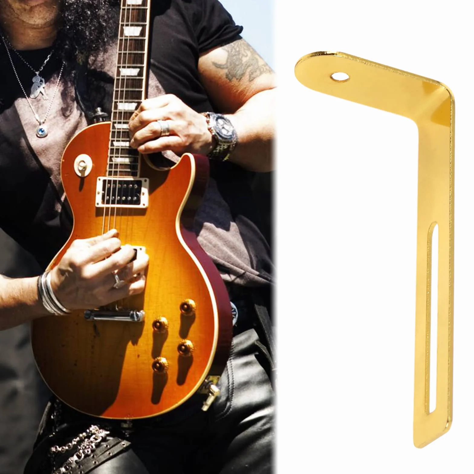 2 zestawy wsporników montażowych Pickguard do gitary ze śrubami mocującymi i nakrętkami, kompatybilny z gitarą elektryczną w stylu Les Paul, złoty