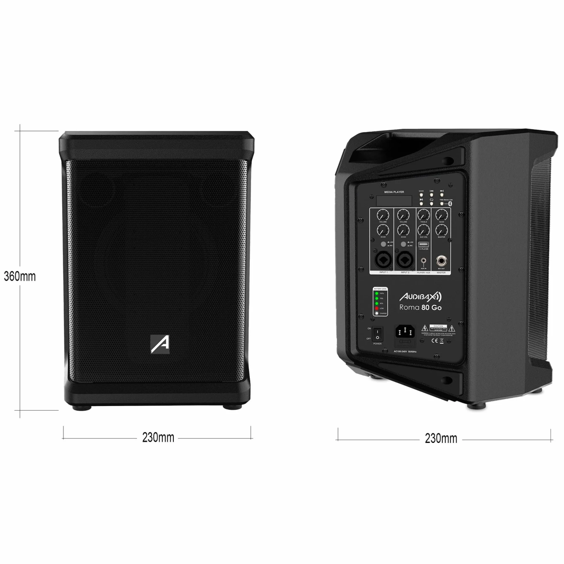 Audibax Roma 80 Go Przenośny System PA Bluetooth 6.5" 80W z akumulatorem