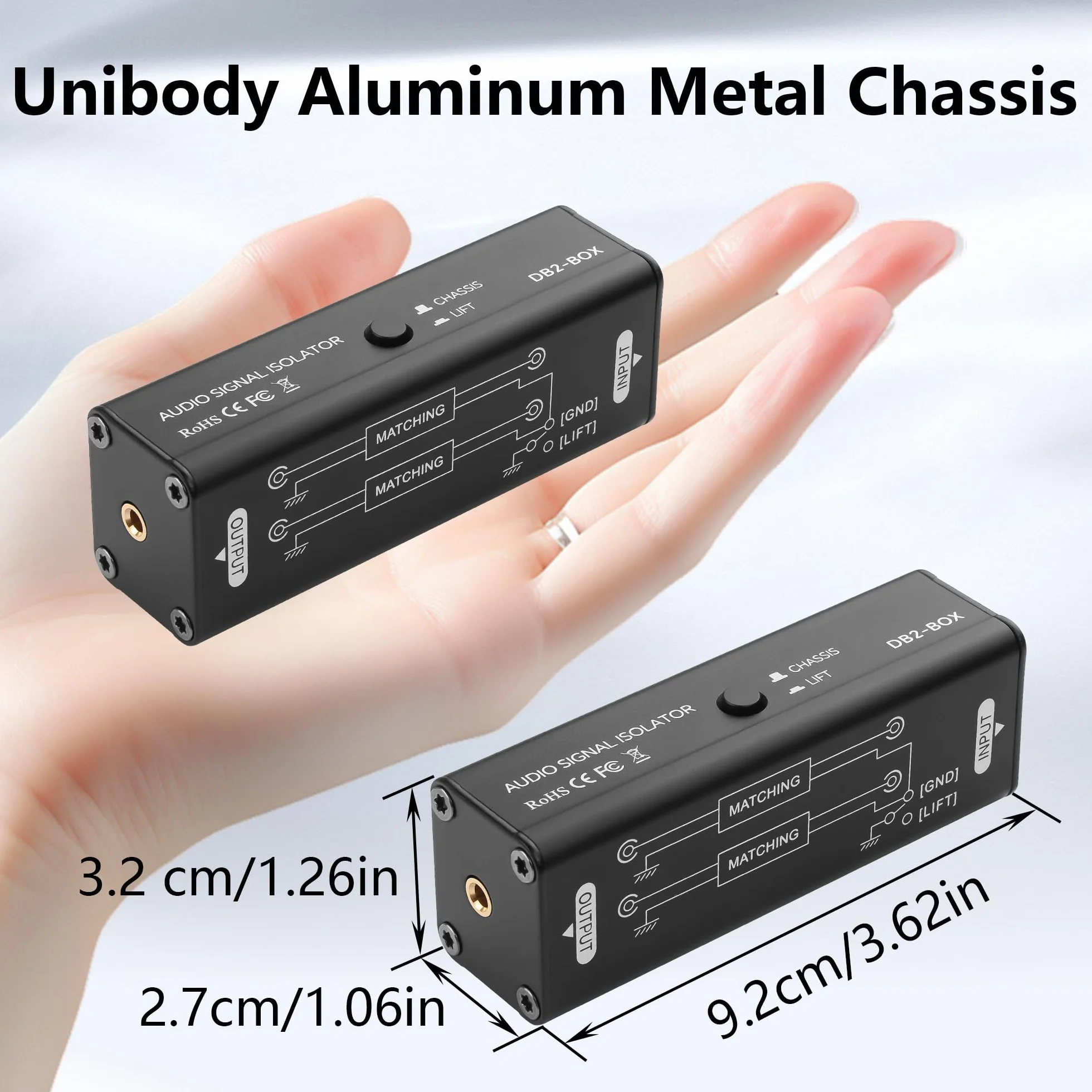 CERRXIAN Izolator szumów 3,5 mm, eliminator szumów, izolator sygnału audio 3,5 mm, eliminuje zakłócenia hałasu, filtr szumów eliminuje szum pętli uziemienia do użytku w studiu, domu lub na scenie