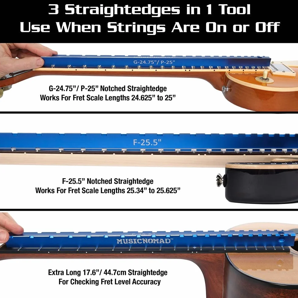 MusicNomad Tri-Beam 3'n 1 Dual Notched Straight Edge & Precision
