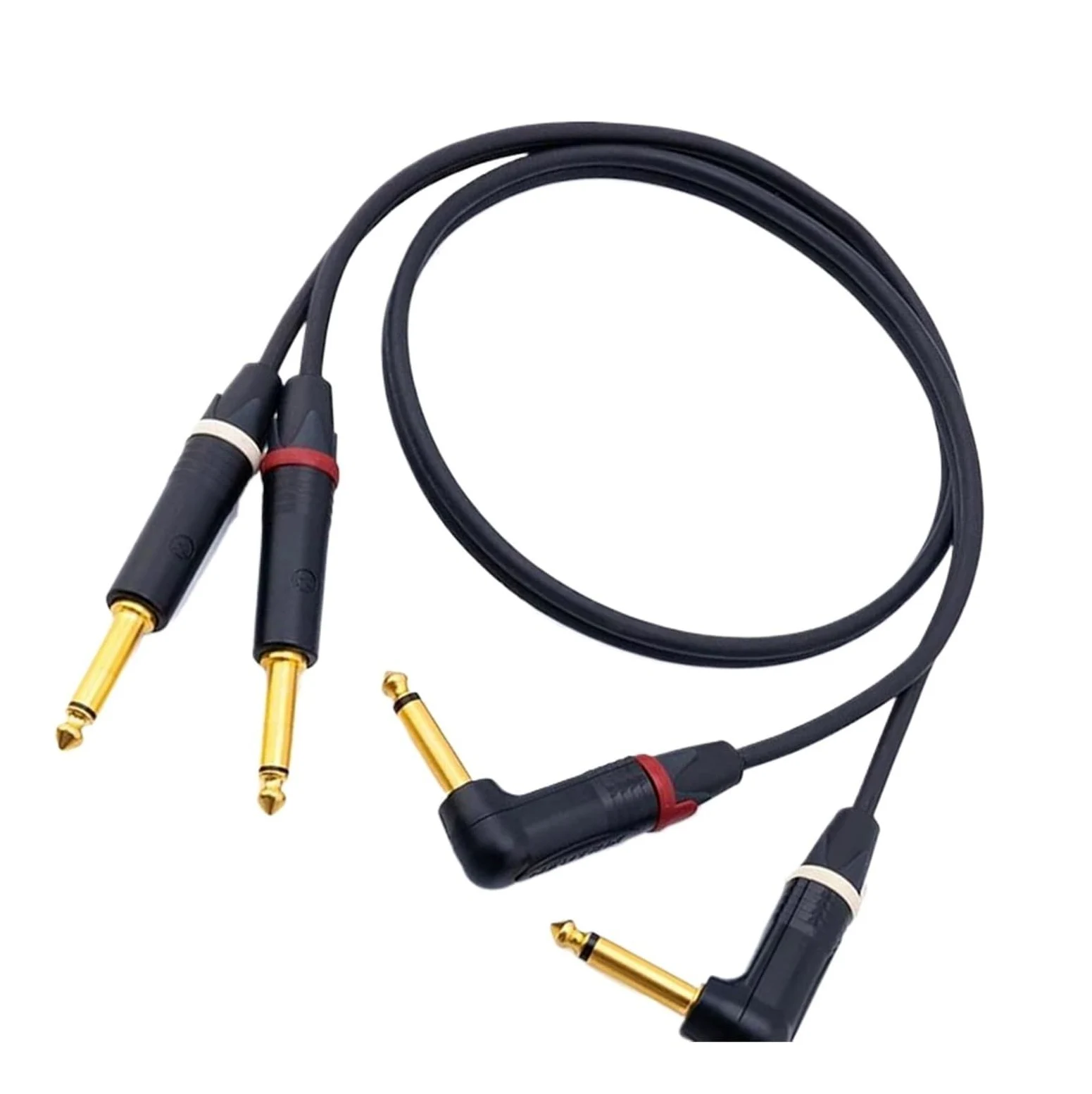 Kabel TS 6,5 mm Output męski do męskiego do gitary, pianina elektrycznego, miksera, wzmacniacza stereo, głośnika(L-R,2m)