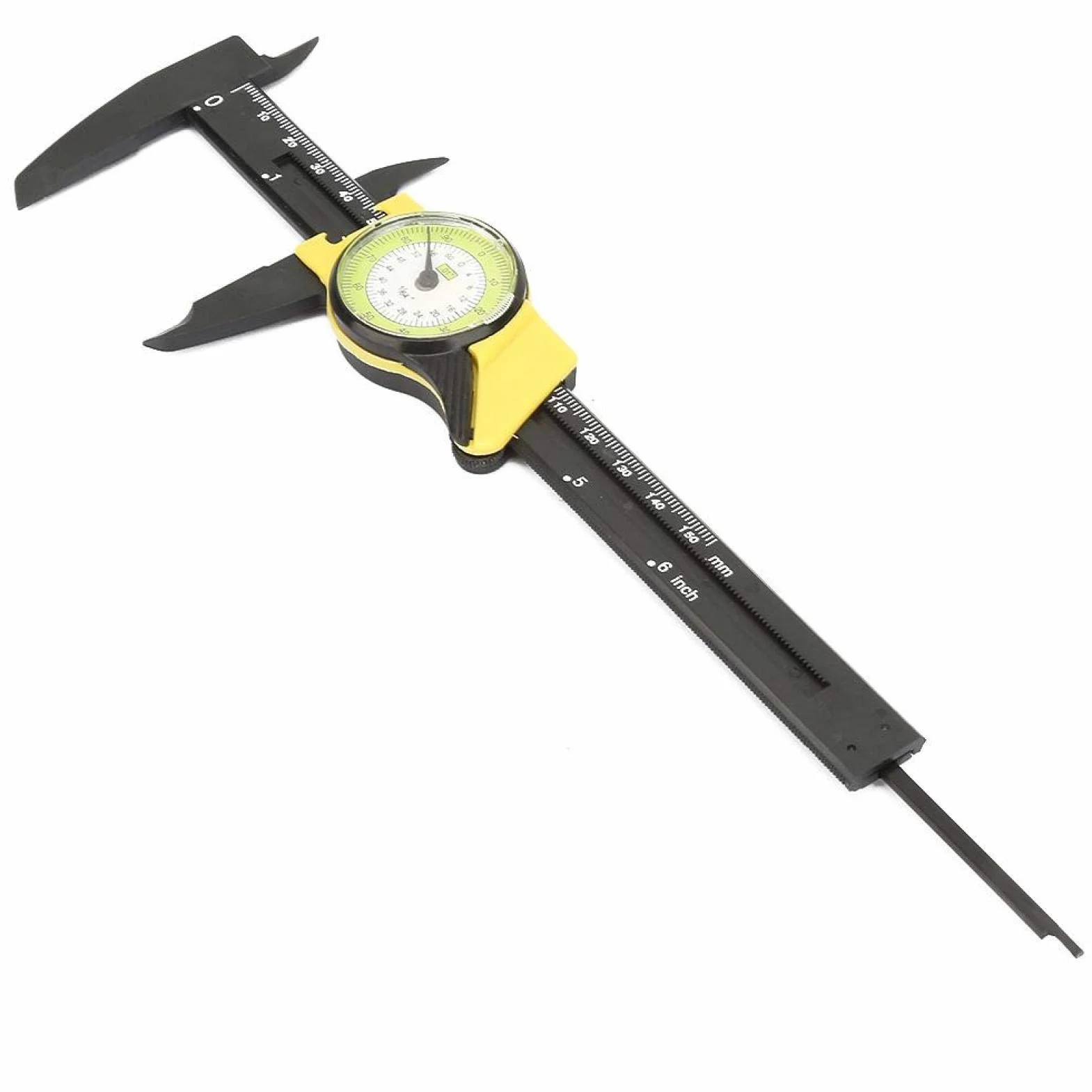 GOTOTOP Suwmiarka do pomiaru mikrometrów ze stali nierdzewnej, 0-150 mm, cyfrowa suwmiarka z wyświetlaczem LCD, dokładność 0,1 mm, do pomiarów zewnętrznych, wewnętrznych i głębokości (żółta (angielska))