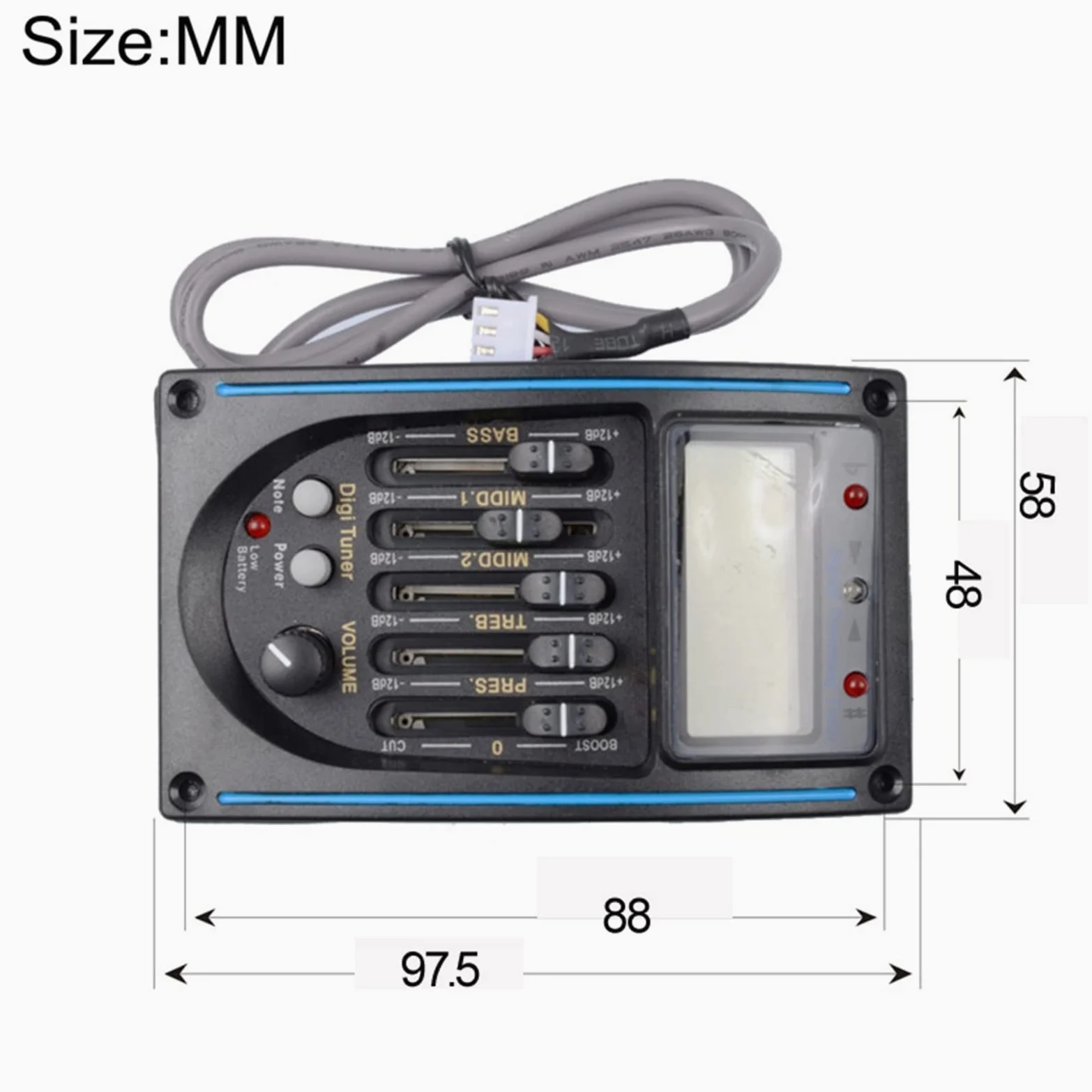 Przetworniki do gitary akustycznej 6 Sztuk 5 Zespołów Pickup Gitarowy Do Przedwzmacniacza Gitary Akustycznej Korektor EQ Z Tunerem Cyfrowym (Color : 01)