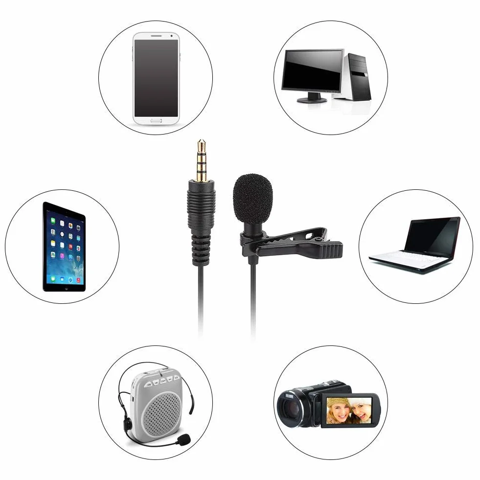 Przypinany mikrofon, przypinana klapa z przewodem mini jack 3,5 mm, mikrofon pojemnościowy zestawu głośnomówiącego, mikrofon, mikrofon lavalier do podcastów, nagrywania, lustrzanka cyfrowa, aparat, smartfon, komputer, laptop