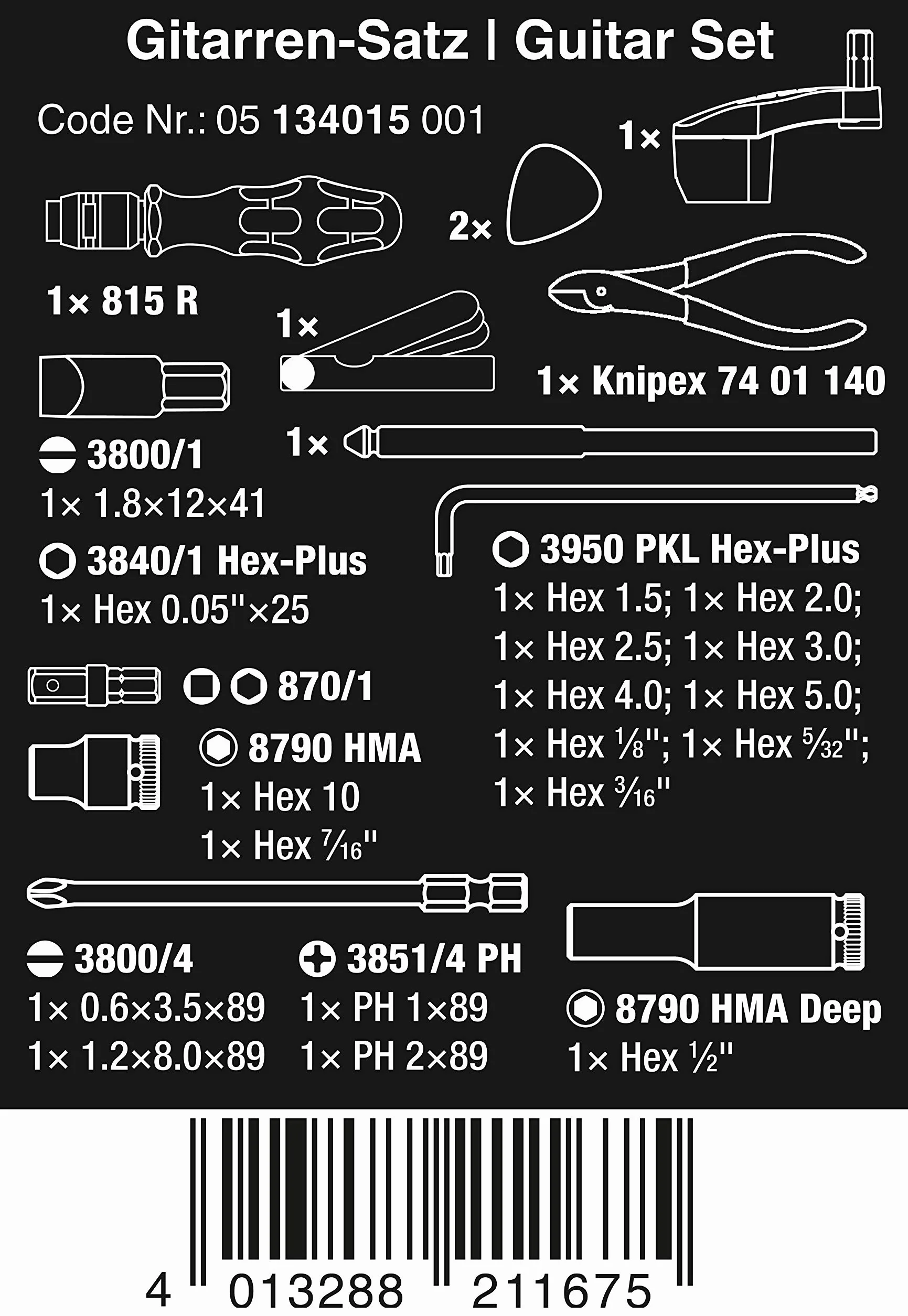 Wera 9100 Zestaw narzędzi gitarowych