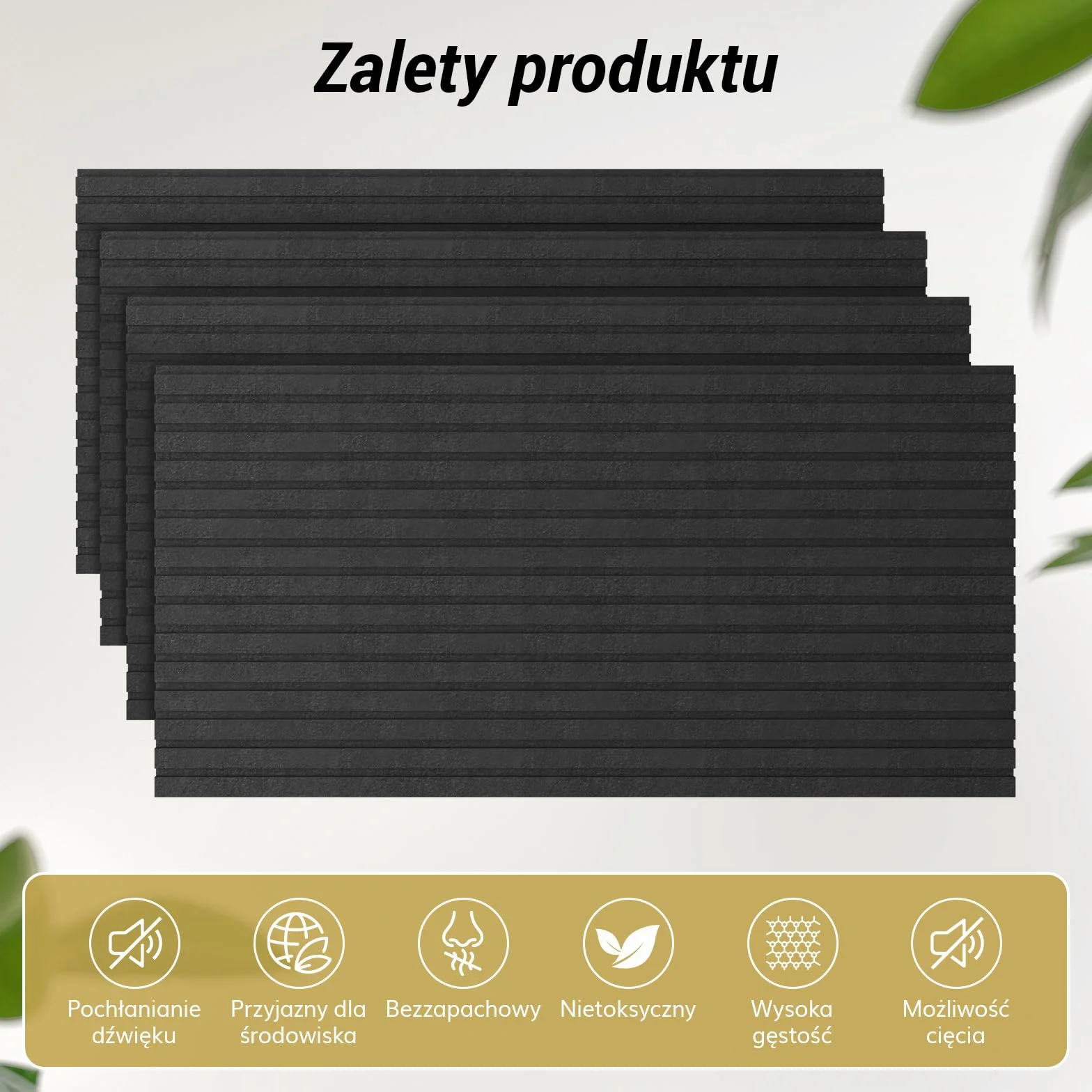 TONOR 8-Pack Dwuwarstwowe Panele Akustyczne Duże Samoprzylepne, 120x60x1.8cm Przylepny Panel Ścienny, Duże Dźwiękoszczelne Płytki do Pochłaniania Echa, Bariera Akustyczna z Włókna Poliestrowego,Czarny