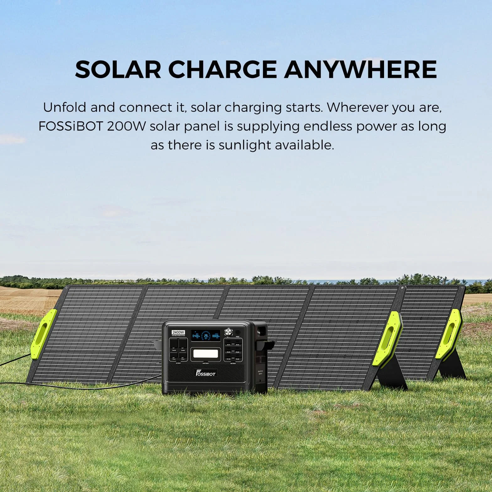 FOSSIBOT-Polska VAT 23% SP200 panel słoneczny 200W, składany moduł solarny do przenośnych generatorów solarnych