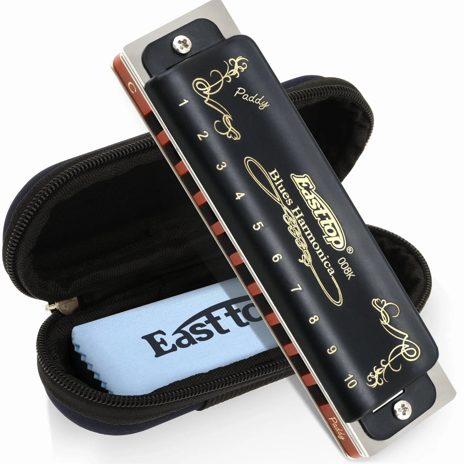 East top Harmonijka, harmonijka bluesowa, klucz Paddy C, 10 otworów, 008 K, harmonijka diatoniczna dla dorosłych, profesjonalistów i studentów