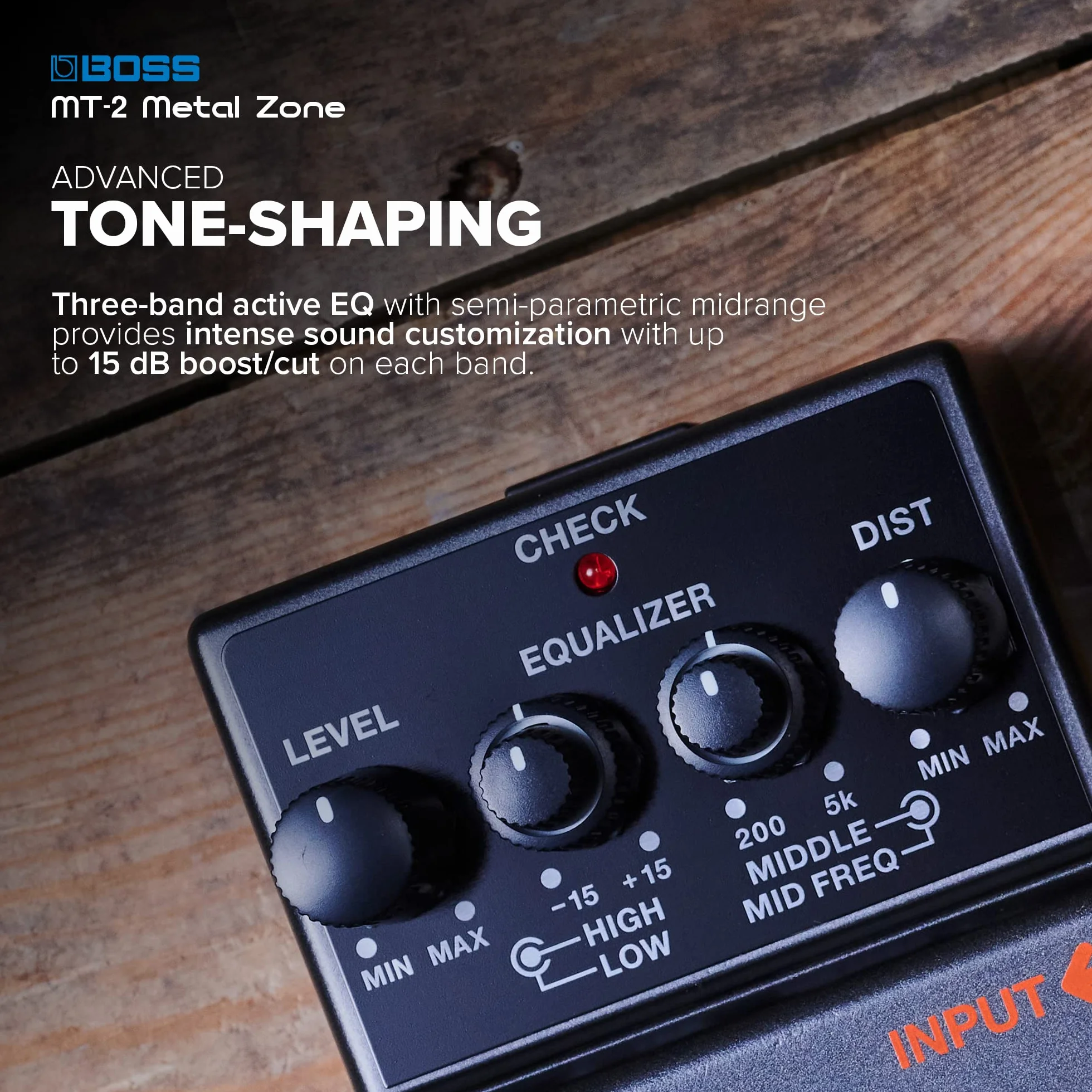 BOSS MT-2 Classic Metal Zone Pedał Efektów Gitarowy Basowy Dwustopniowy Wzmocnienie Trójzakresowy Korektor