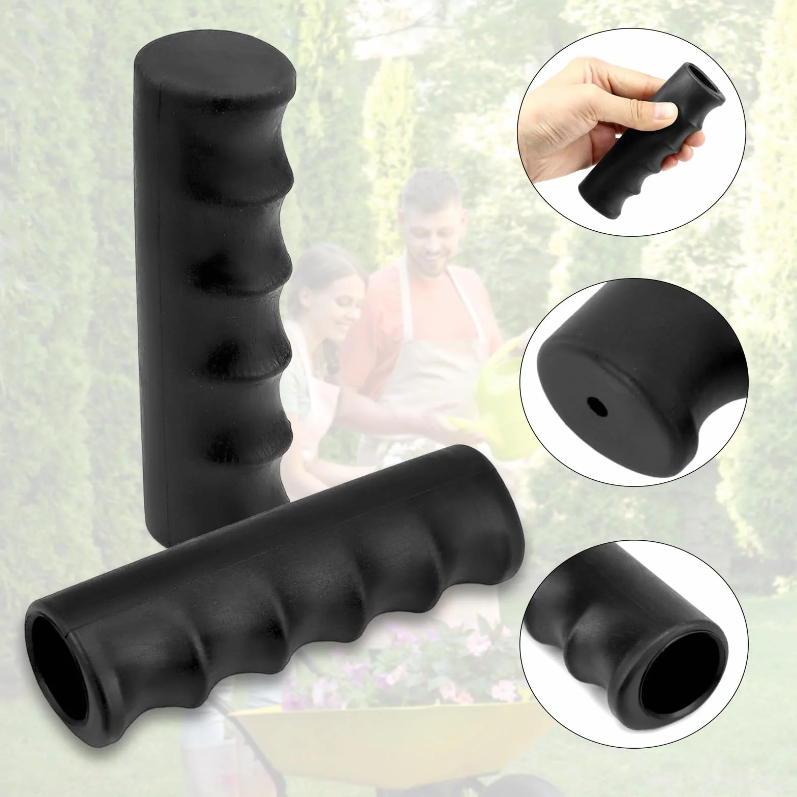 Uchwyty do taczki, czarne, zestaw 4 sztuk, 30 mm, gumowe uchwyty do wózka, zapasowe gumowe uchwyty, antypoślizgowe, do taczki, do roweru, wózka inwalidzkiego (118 x 30 mm)