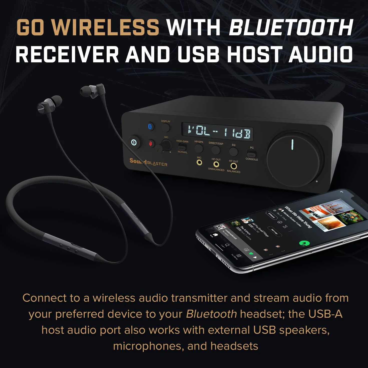 CREATIVE Sound Blaster X5 Hi-res 32bit/384kHz zewnętrzny przetwornik cyfrowo-analogowy USB z w pełni zbalansowanym bi-amperem słuchawkowym Xamp, odbiornikiem Bluetooth, wejściem RCA, wejściem