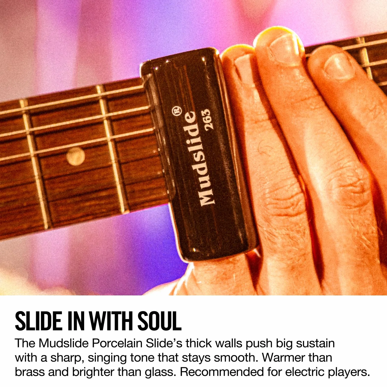 Dunlop 263 Mudslide medium Porzellan Slide, schwarz - Bottleneck