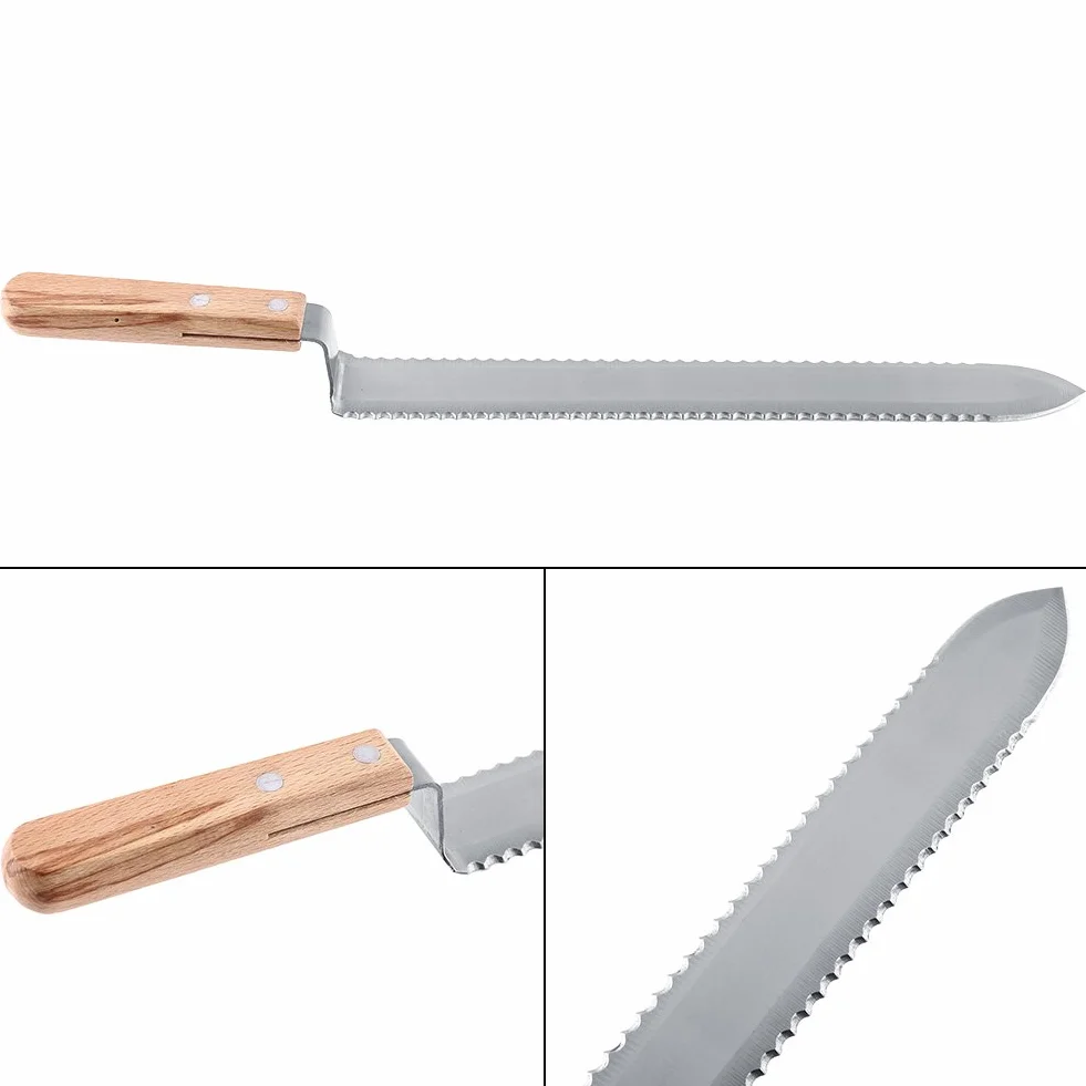 Tefola Nóż do wykrywania, pszczelarstwa, miodu, ekstraktor, stal nierdzewna, miód, skrobak do odkrywania miodu z drewnianym uchwytem, ultracienka wirówka 280 mm, skrobak do miodu, wyciąg, prezent dla