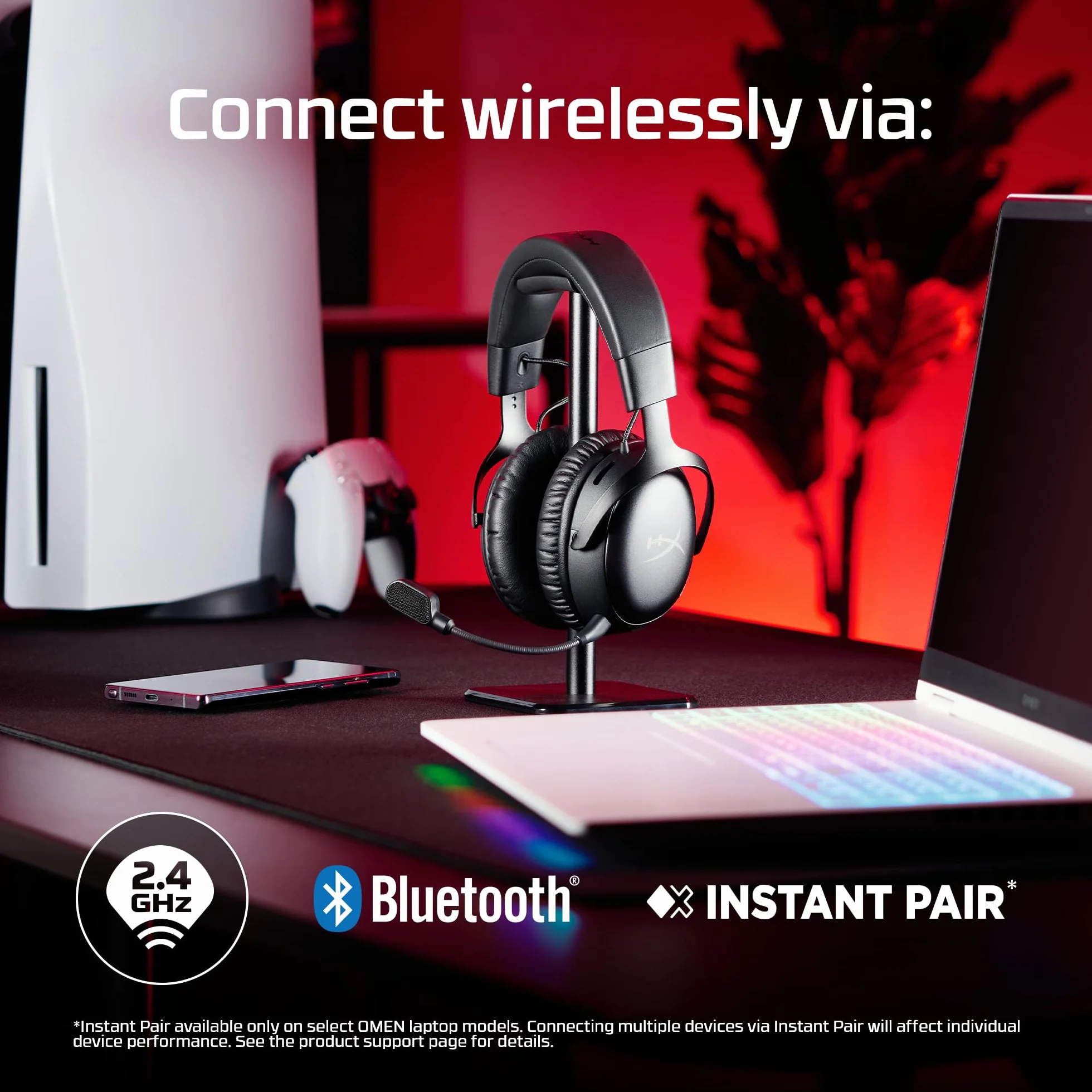 HyperX Cloud III S – bezprzewodowy zestaw słuchawkowy do gier, multiplatforma, 2,4 GHz, Bluetooth, czas pracy baterii do 120 godzin, 2,4 GHz, przetwornik nachylenia 53 mm, zdejmowany mikrofon 10 mm