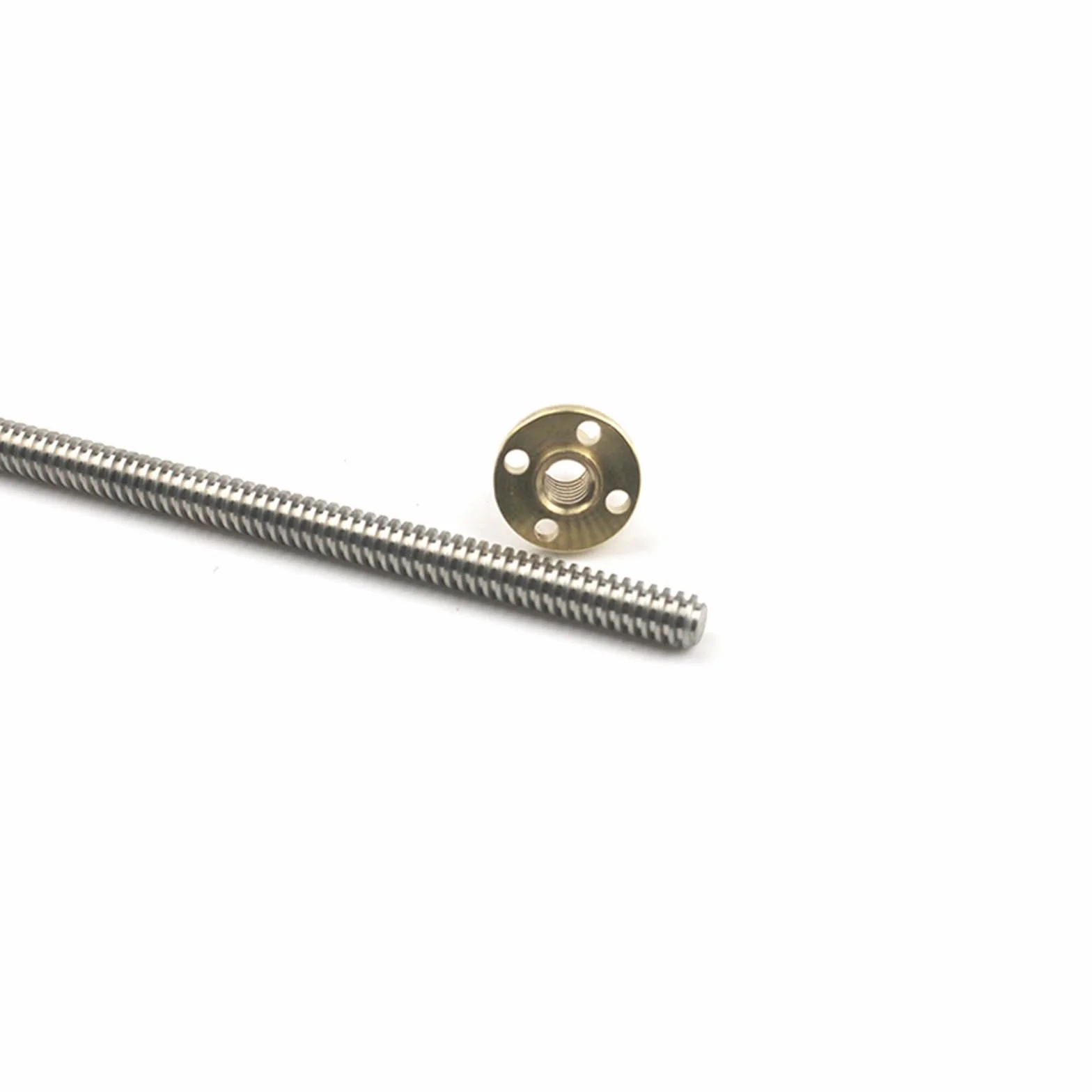Skok śruby trapezowej 8 mm Skok 1 mm 2 mm Śruba sterująca 1 mm 2 mm 4 mm 8 mm 12 mm z mosiężną nakrętką w pełni gwintowana śruba sterująca T8 nakrętka wału (kolor: 1 mm Pitch