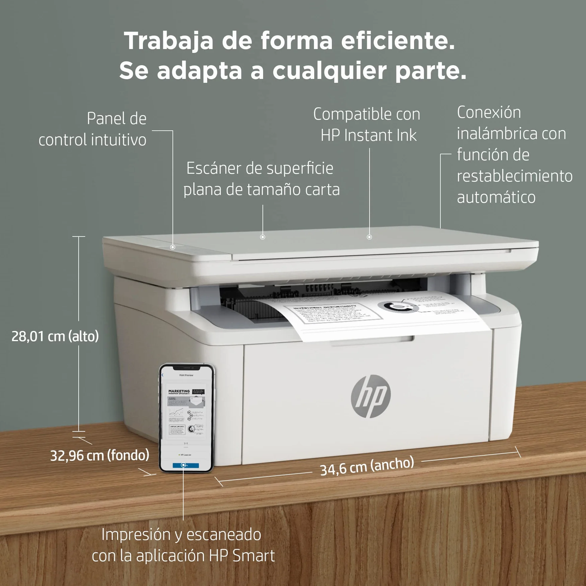 HP Monochromatyczna drukarka Laserjet M140w MFP, A4, biała