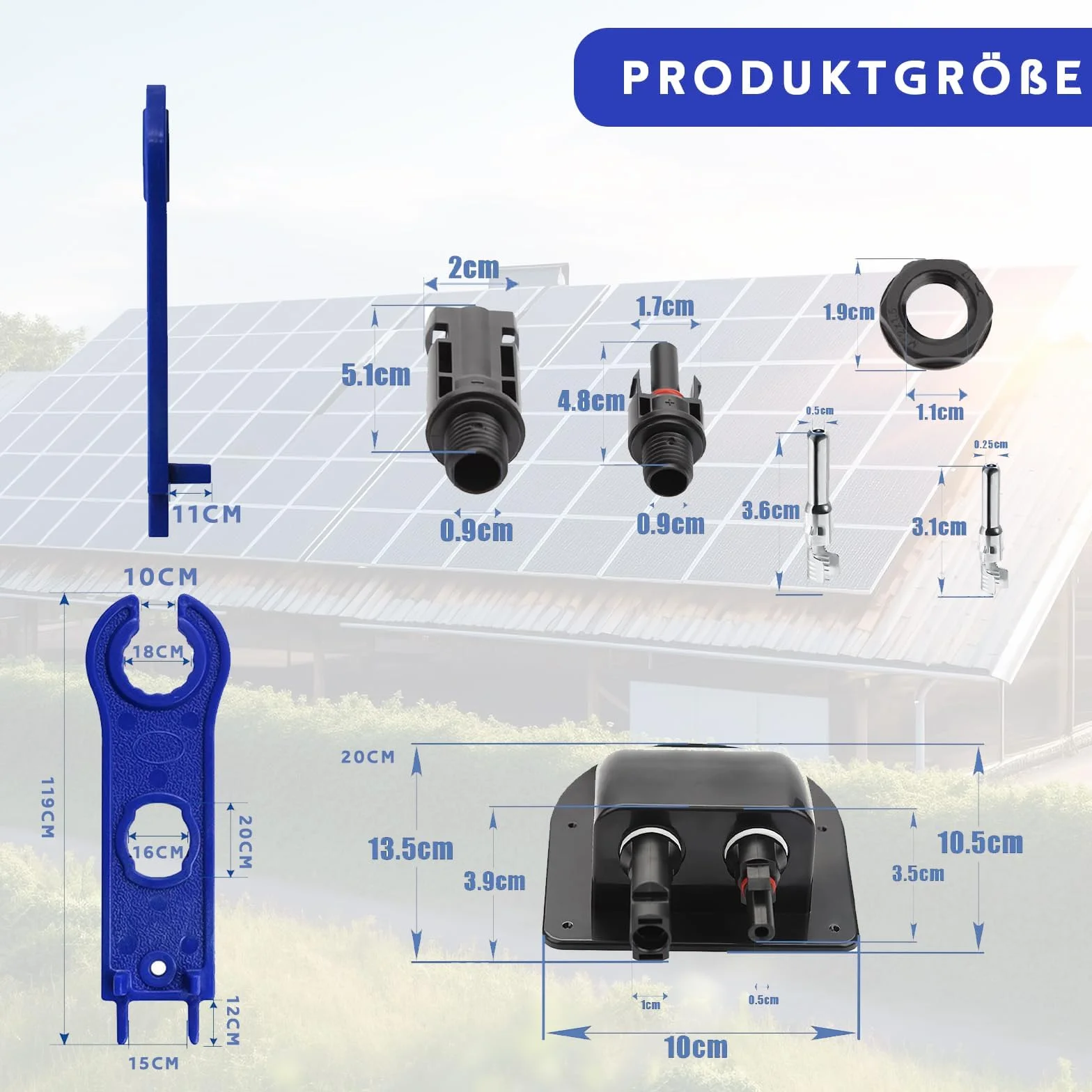ANBOO Przepust dachowy, do kampera, wodoszczelny, czarny, z podwójnym wejściem kabla, z przyłączem wtykowym MC4 PV, kluczem do płyt solarnych, łodzi, projektu solarnego, 2 szt