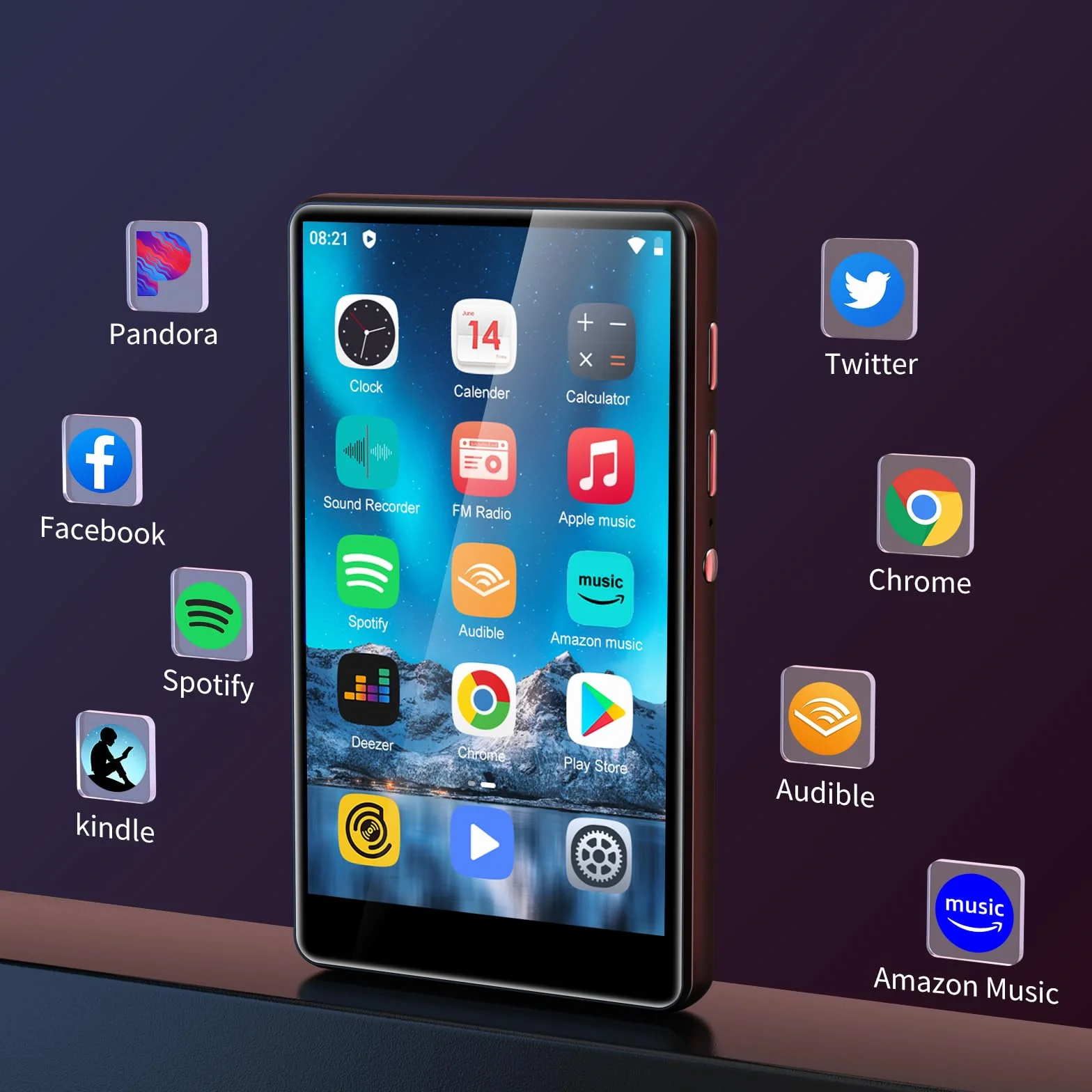 80GB odtwarzacz MP3 z Bluetooth i Wi-Fi, SWOFY 4.0-calowy odtwarzacz MP3 i MP4 z ekranem dotykowym Android, przenośny odtwarzacz muzyki dla dzieci z Spotify, Amazon Music, radiem, rejestratorem