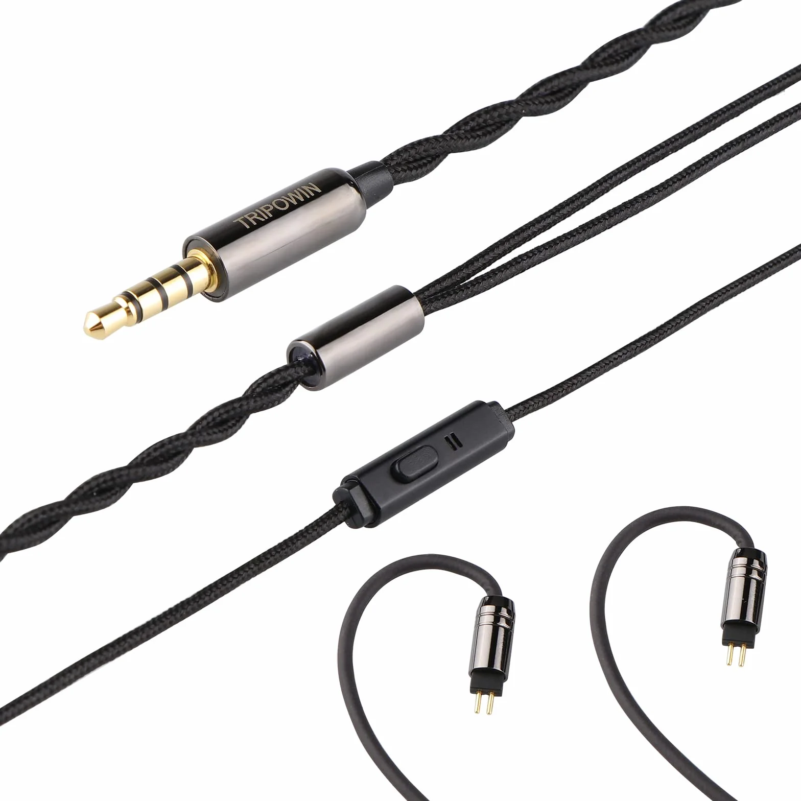 Linsoul Tripowin Zombur 4N kabel beztlenowy OFFC HiFi IEM z mikrofonem, warstwa zewnętrzna z przędzy bawełnianej, kabel zamienny