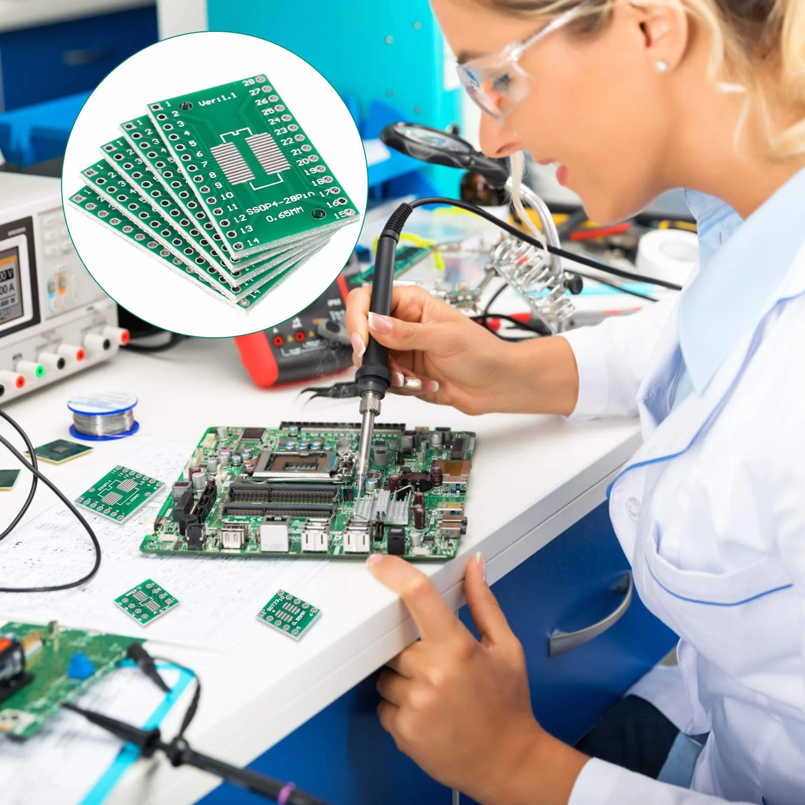 70 szt. płytka drukująca PCB prototypy płytka drukowana uniwersalna prototypy płytka drukowana dwustronna do lutowania DIY (7 rozmiarów, zielona)