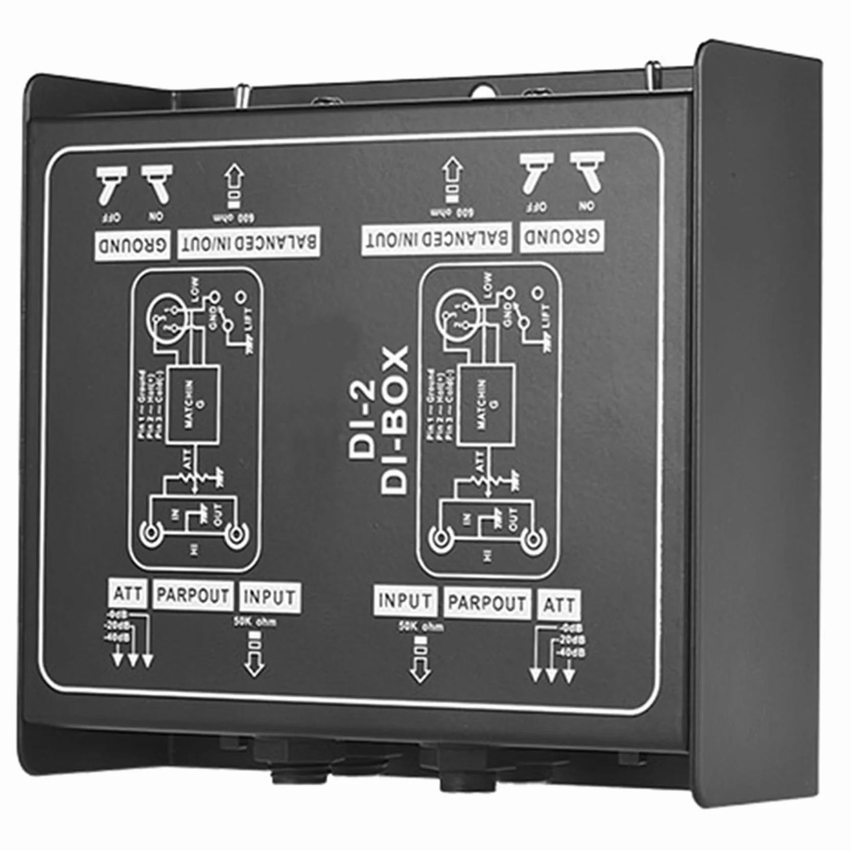 2 x Premium Direct Injection Molded Audio Box – pasywny gaśnik jednostek DI z podkładką wejściową do przyłączy gitarowych i basowych