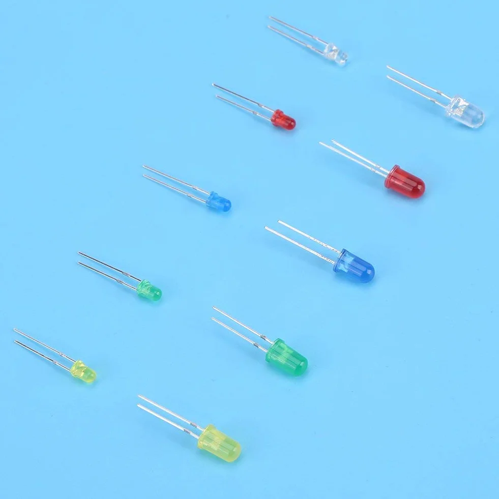 200 Sztuk 3mm 5mm Mini 5 Kolorów żarówki żarówki LED Różne Czerwony żółty Biały Zielony Niebieski Okrągły 2 Pin Rozproszone Diody LED Zestaw Diod Elektroluminescencyjnych z Oznakowanym Plastikowym Pud