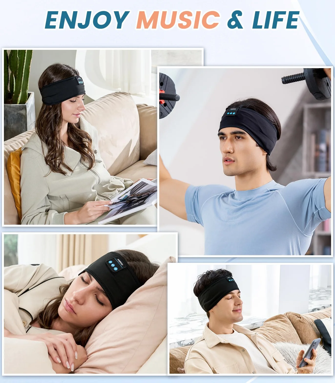 Voerou Sleep Headphones sportowe słuchawki z ultracienkimi głośnikami stereo HD do spania, treningu, joggingu, jogi, bezsenności, podróży