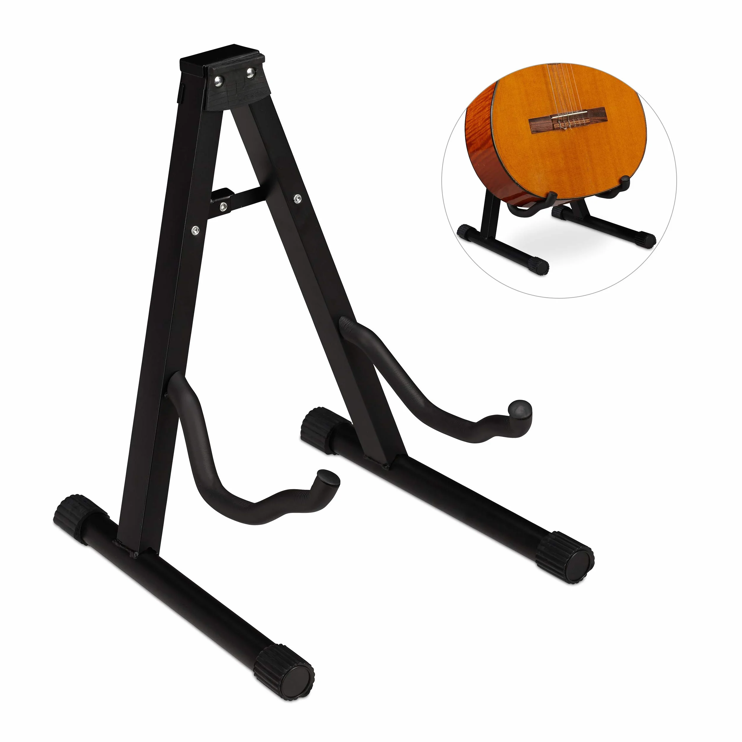 Relaxdays Stojak na gitarę składany piankowy gumowe nóżki 37 x 29 x 30 cm czarny