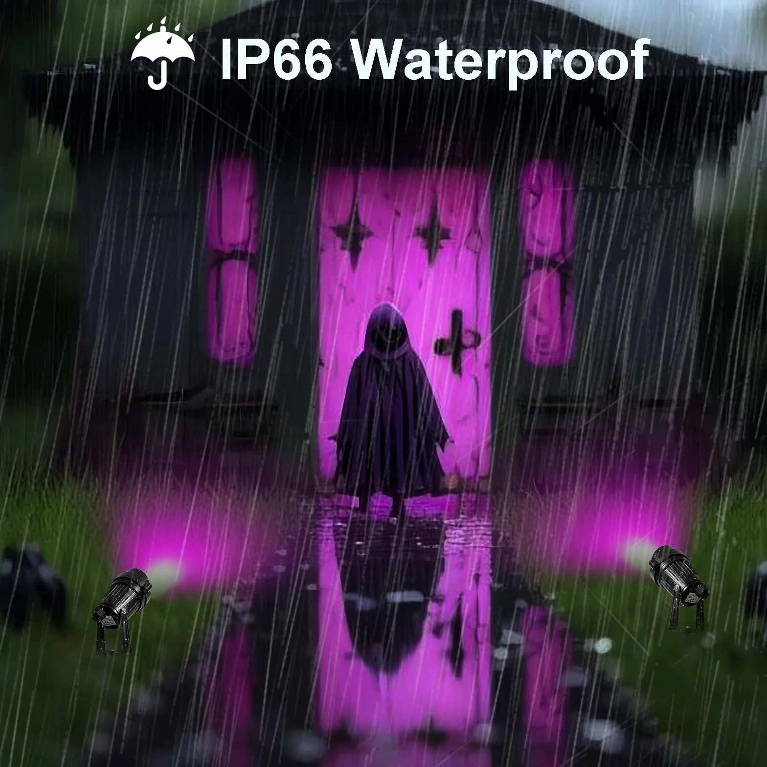 Outdoor UV LED Flood Light, 2 szt. 6W Czarne światło, IP66 wodoodporny, 385-400nm, Reflektor UV LED na Halloween DJ Disco Fluorescencyjne plakaty Neon Bar Party