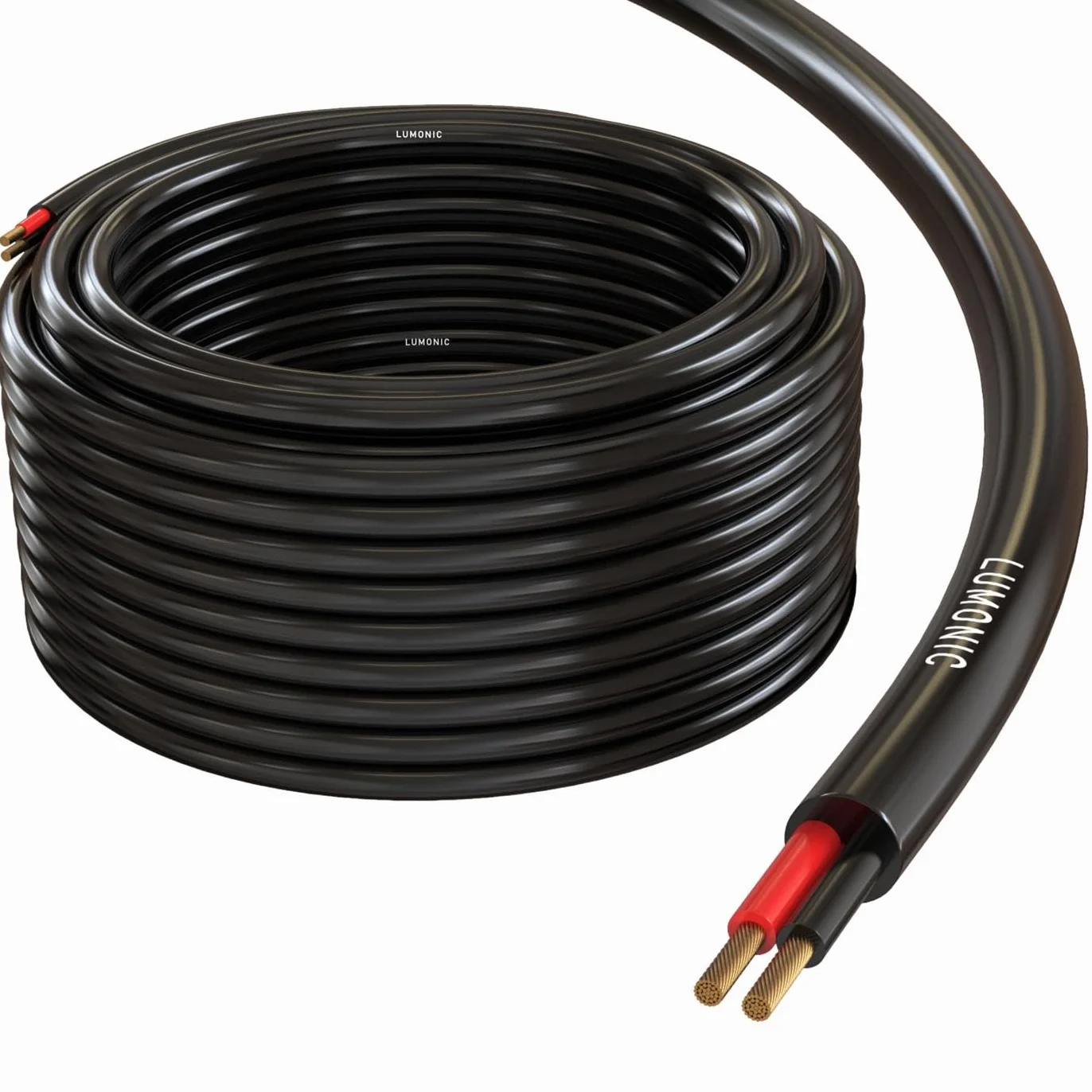 Lumonic Kabel glosnikowy 10m Czarny | 2x 0,75mm² CCA | Kabel glosnikowy HiFi | Okragly kabel audio | Profesjonalne PA Okragly kabel audio do instalacji