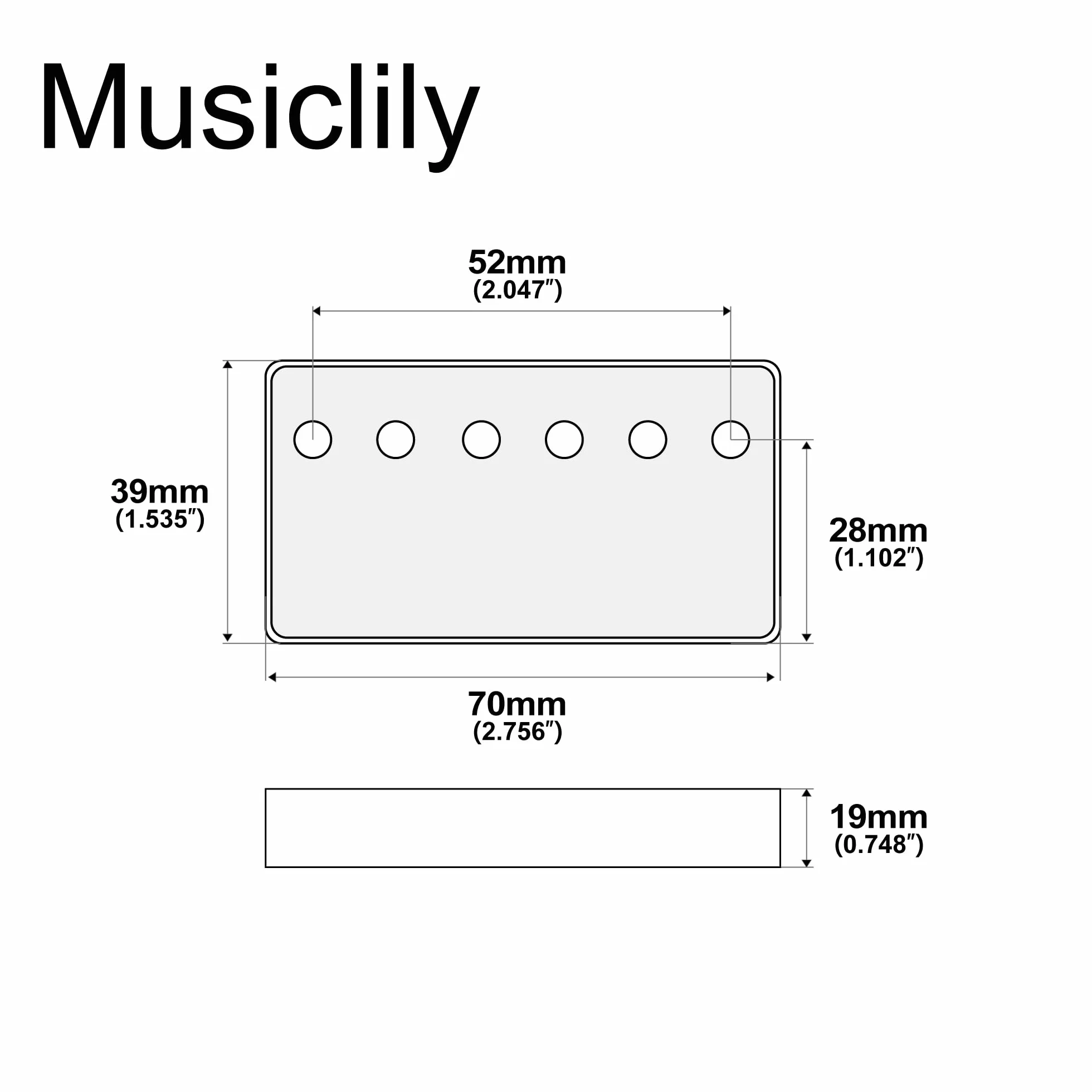 Musiclily 52 mm metalowe osłony na przetworniki Humbucker Bridge Pickup do gitary elektrycznej, chromowane (2 sztuki)