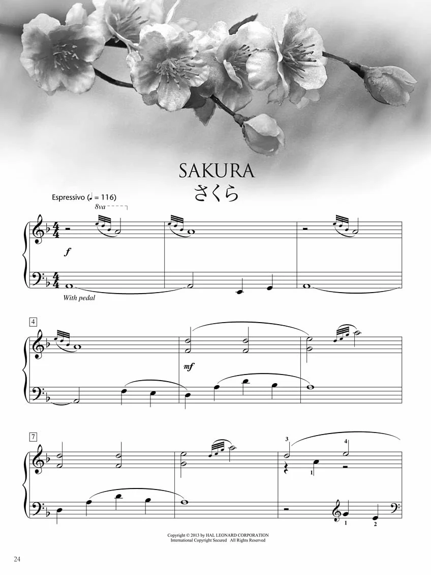 Japanese folk songs collection piano: 24 Traditional Folk Songs for Intermediate Level Piano Solo