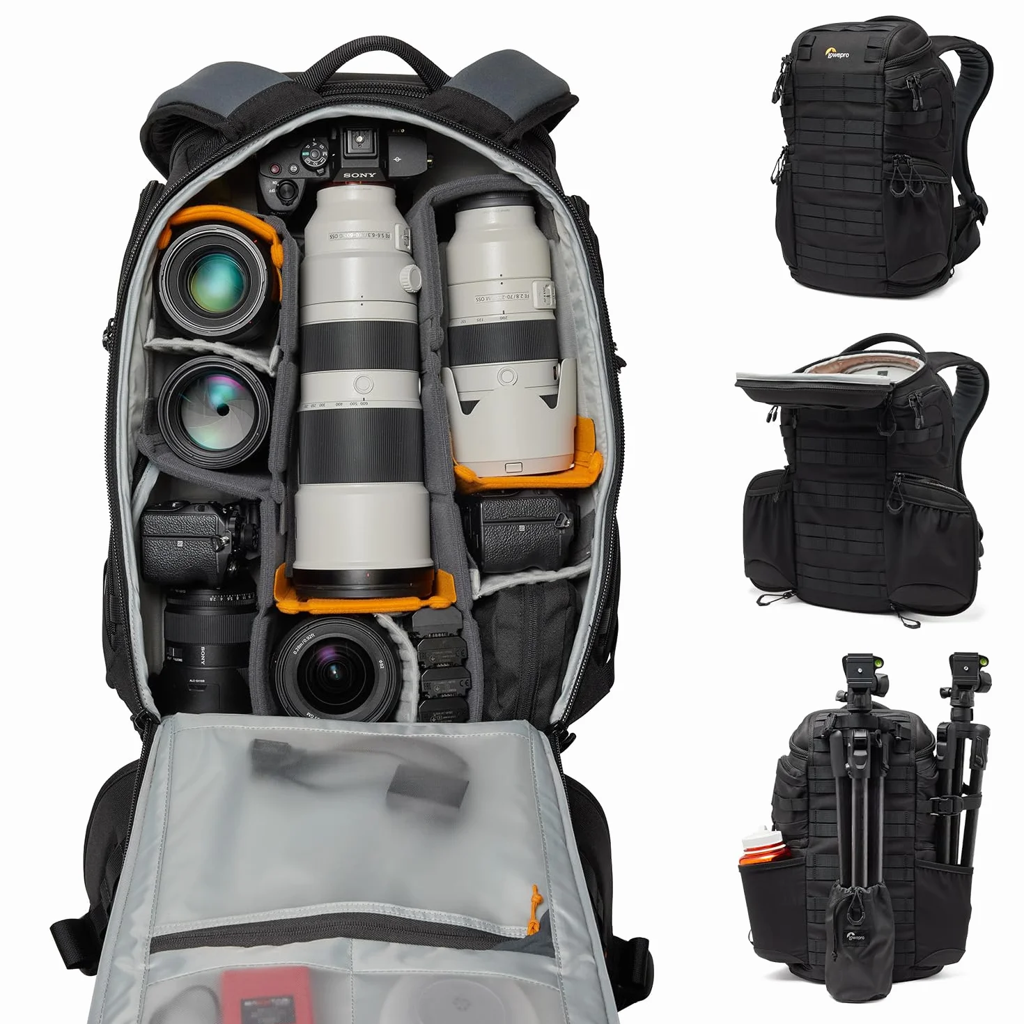 Lowepro ProTactic BP 450 AW III plecak do aparatu, 4-punktowy dostęp, profesjonalna torba na aparat, lustrzanka cyfrowa/druty/lustro, laptop Up to 16", pokrowiec przeciwdeszczowy, dla fotografa, wideo