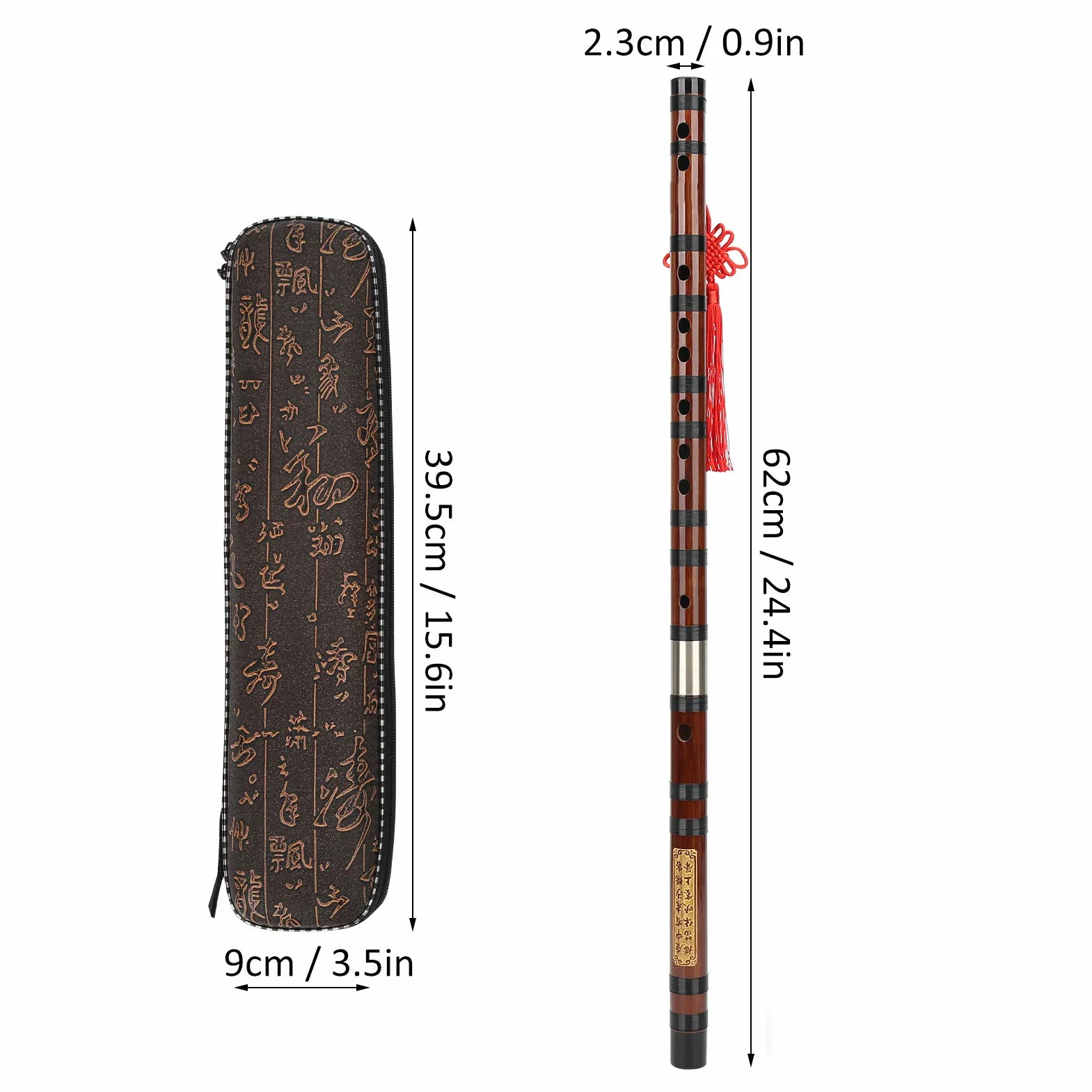 Walfront Bamboo Flet D-Key Dizi Bitter Bamboo Flute For Beginners With Lettering Body 8 Years Dry Material Dizi Zestaw Chiński Instrument Muzyczny